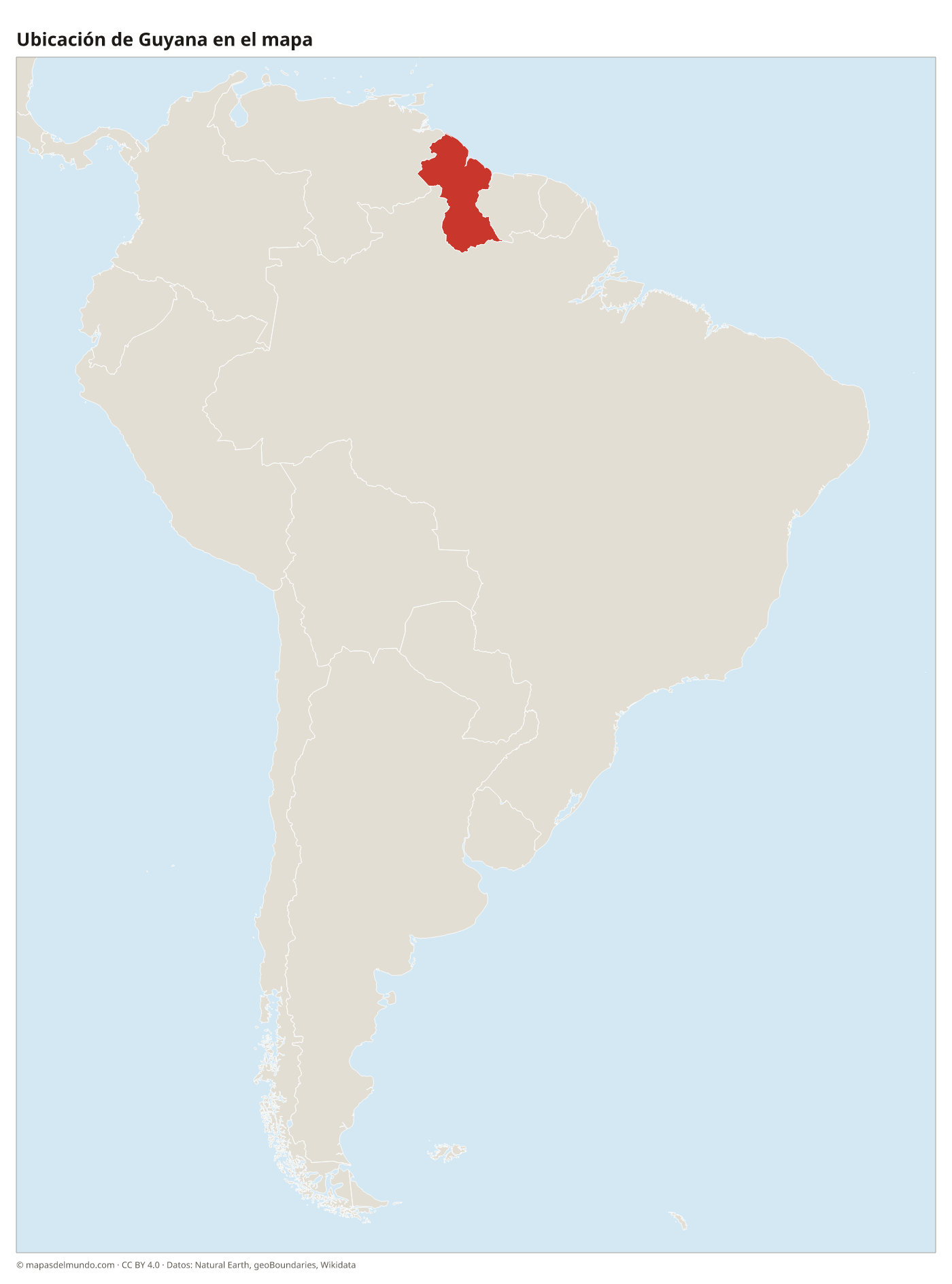 Ubicación de Guyana en el mapa