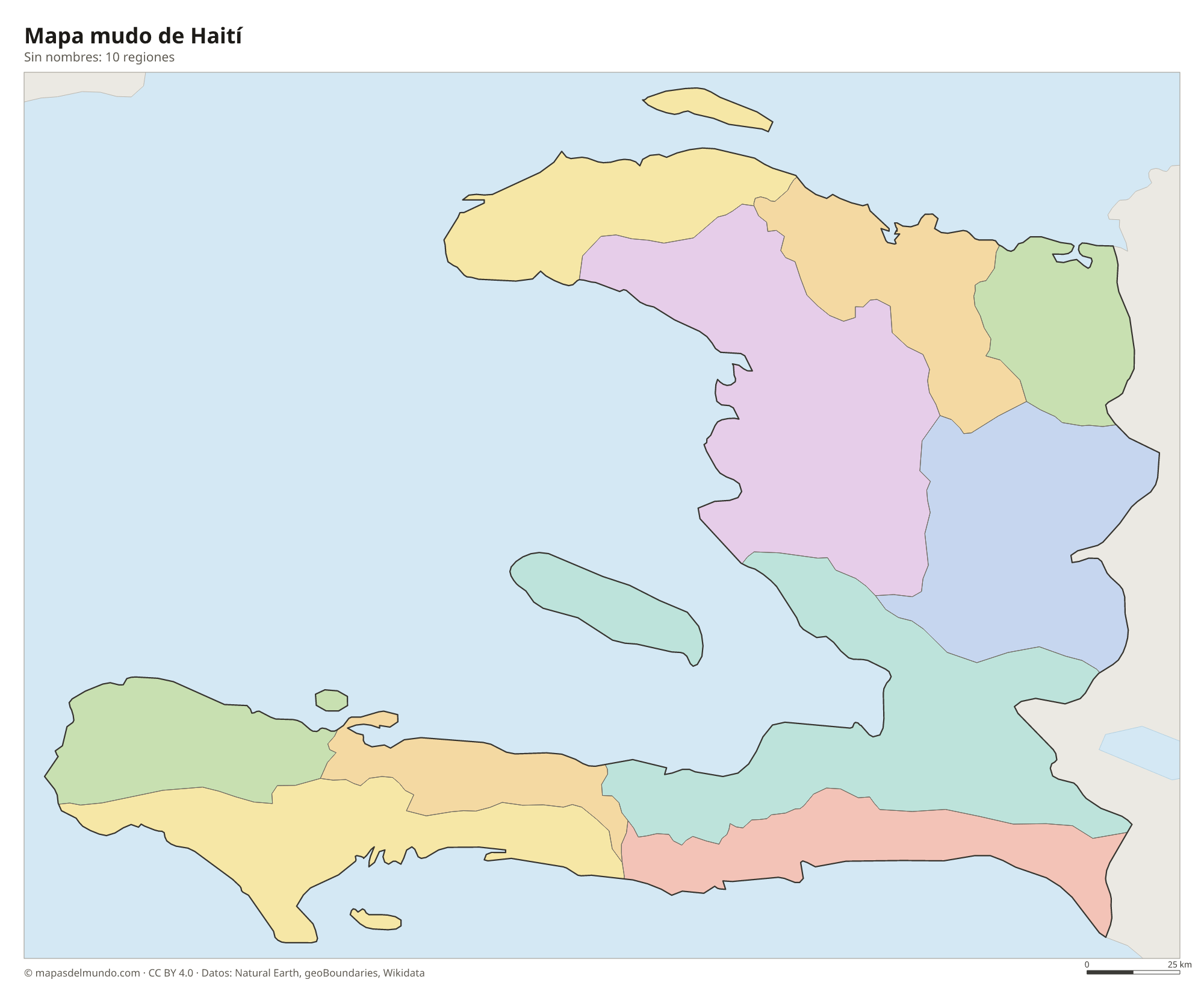 Mapa mudo de Haití sin nombres