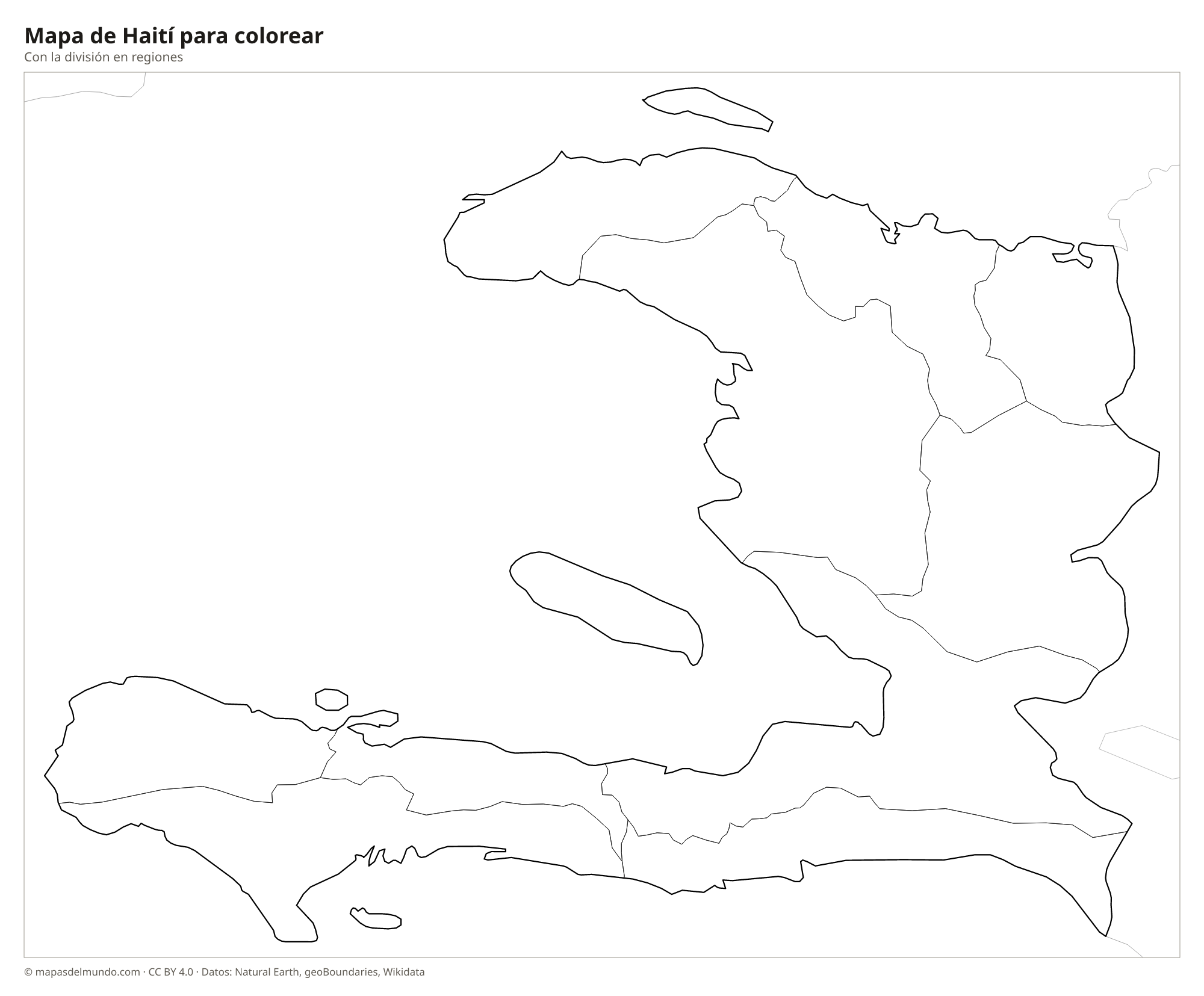 Mapa de Haití para colorear