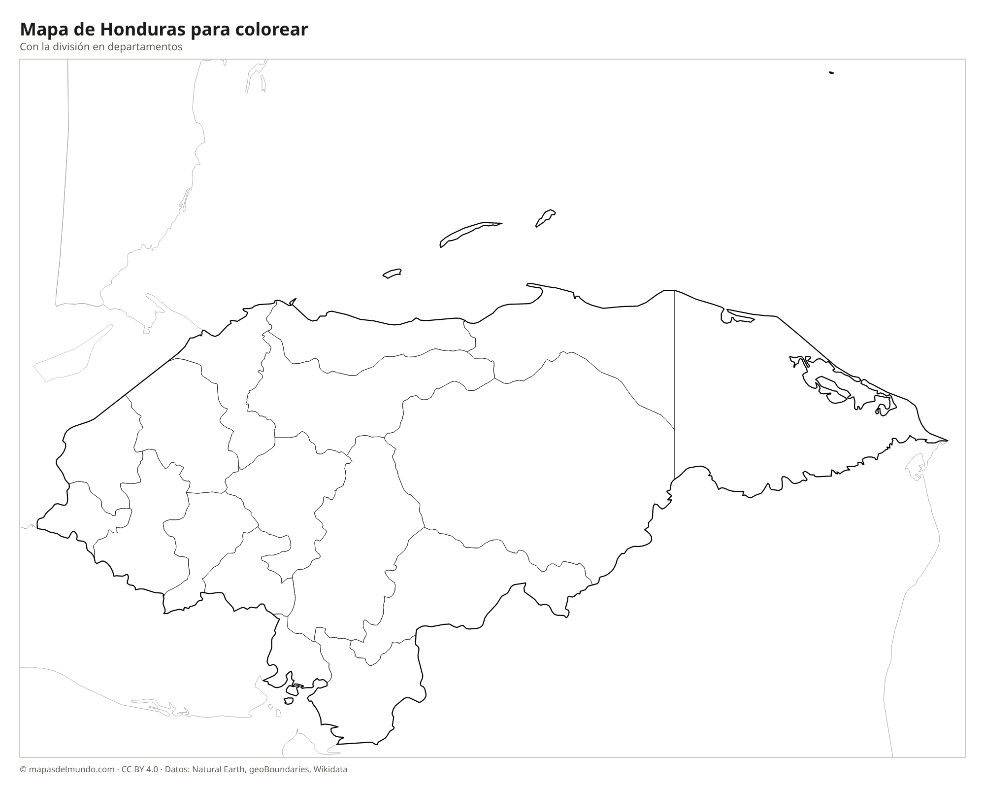 Mapa de Honduras para colorear