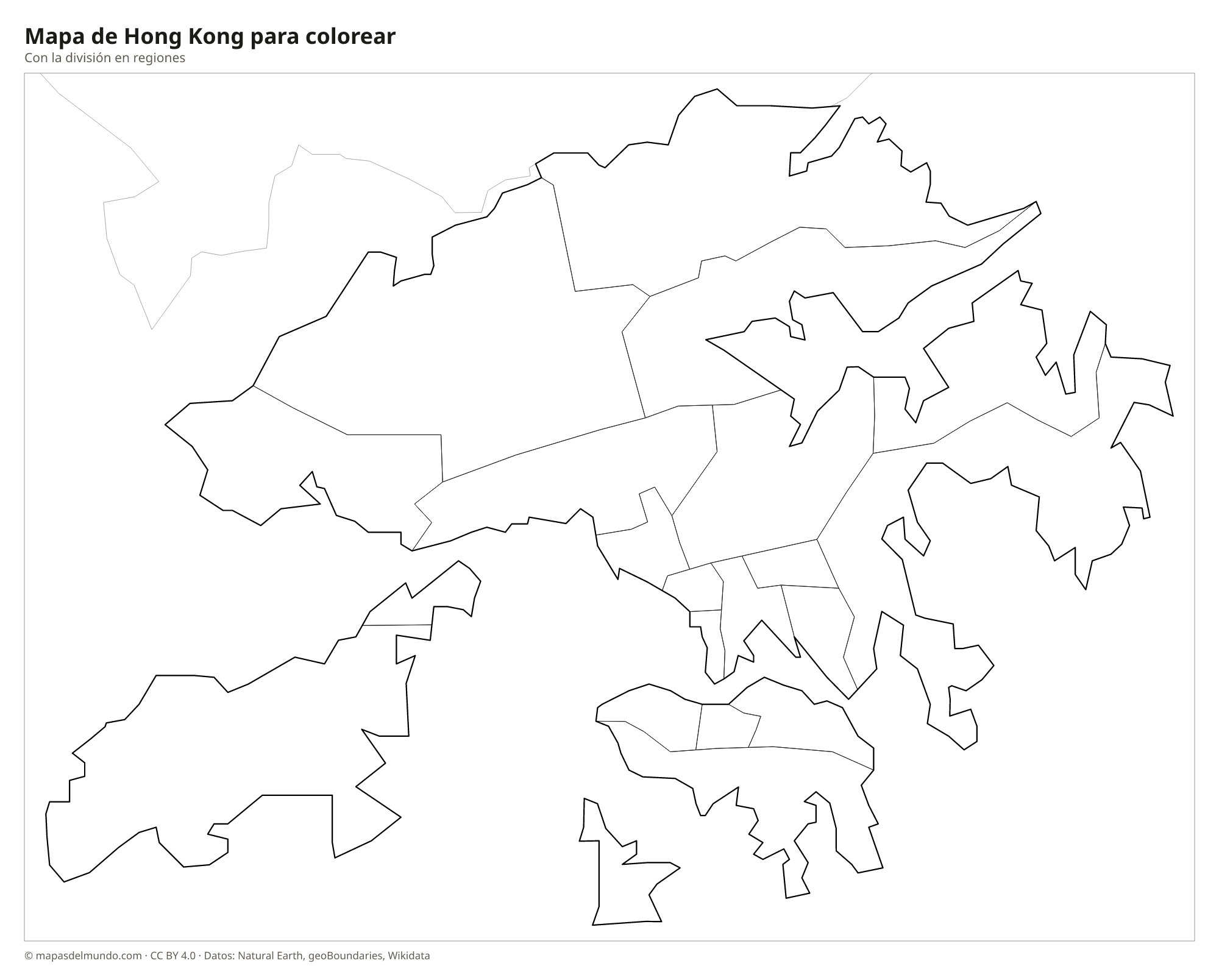 Mapa de Hong Kong para colorear