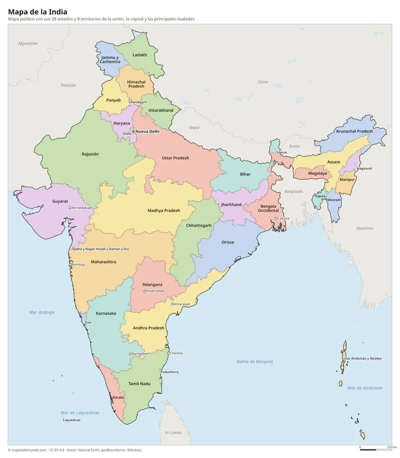 Mapa de la India