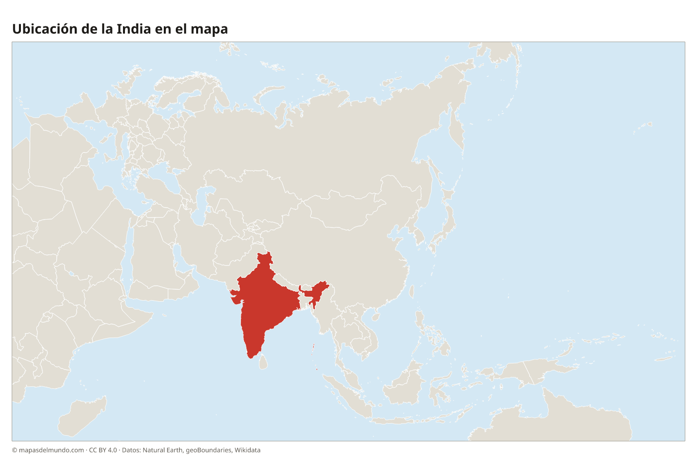 Ubicación de la India en el mapa