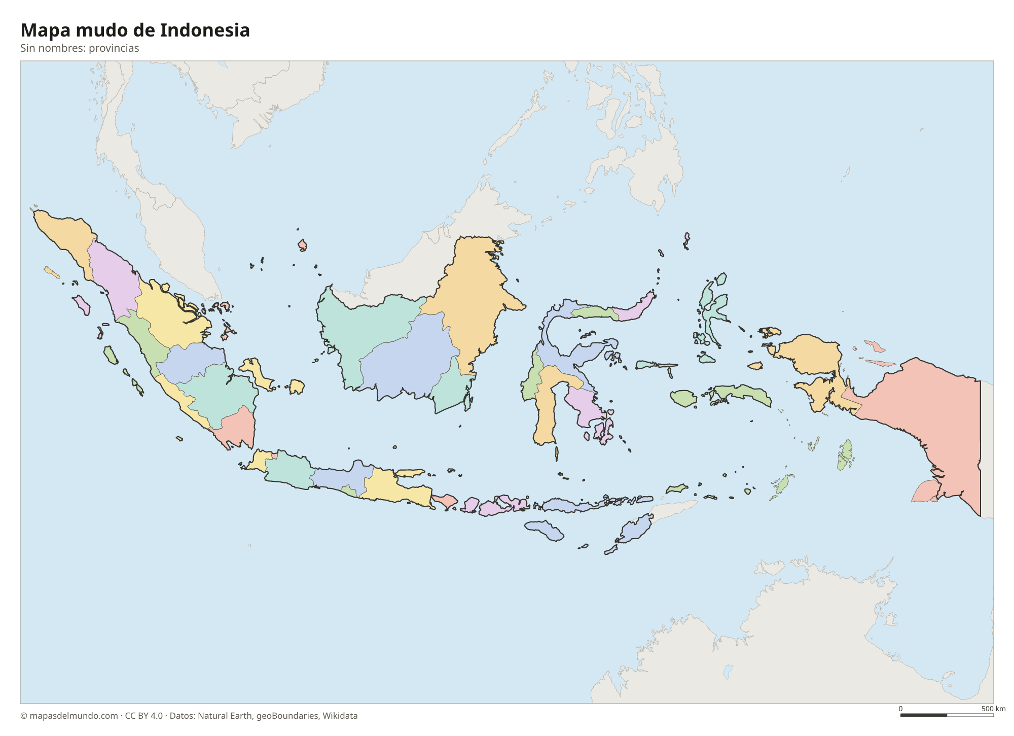 Mapa mudo de Indonesia sin nombres