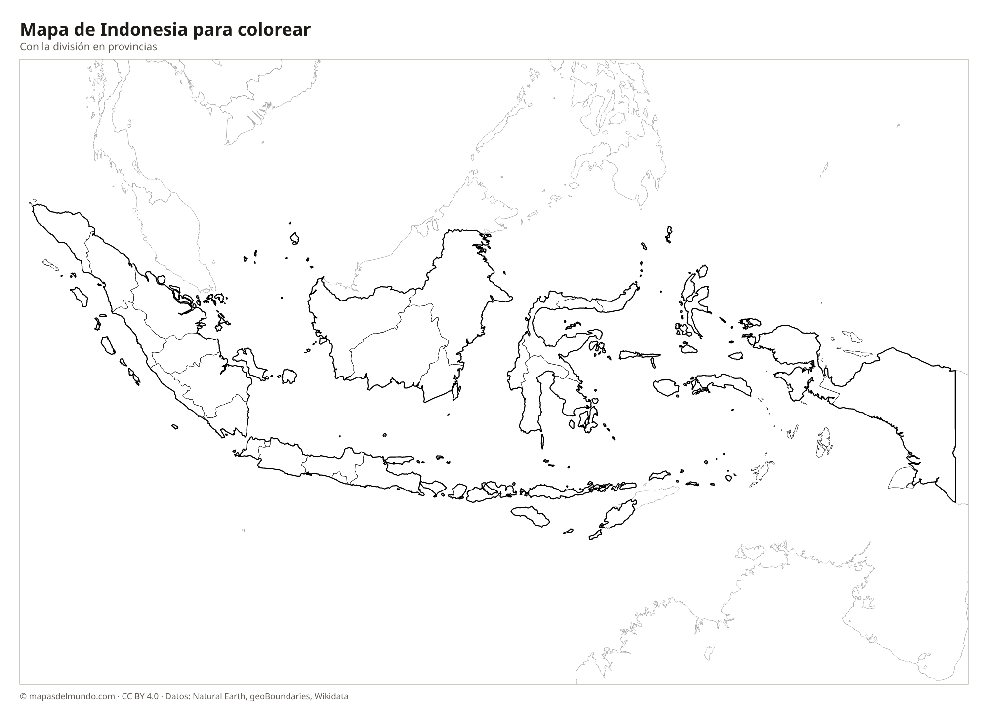 Mapa de Indonesia para colorear