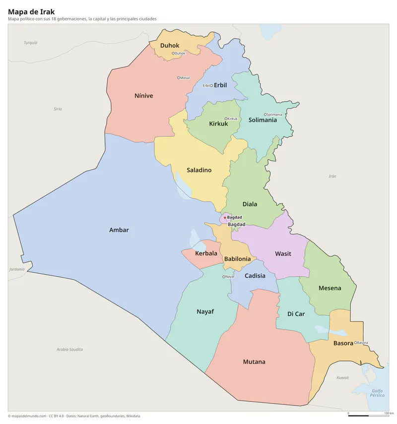 Mapa de Irak