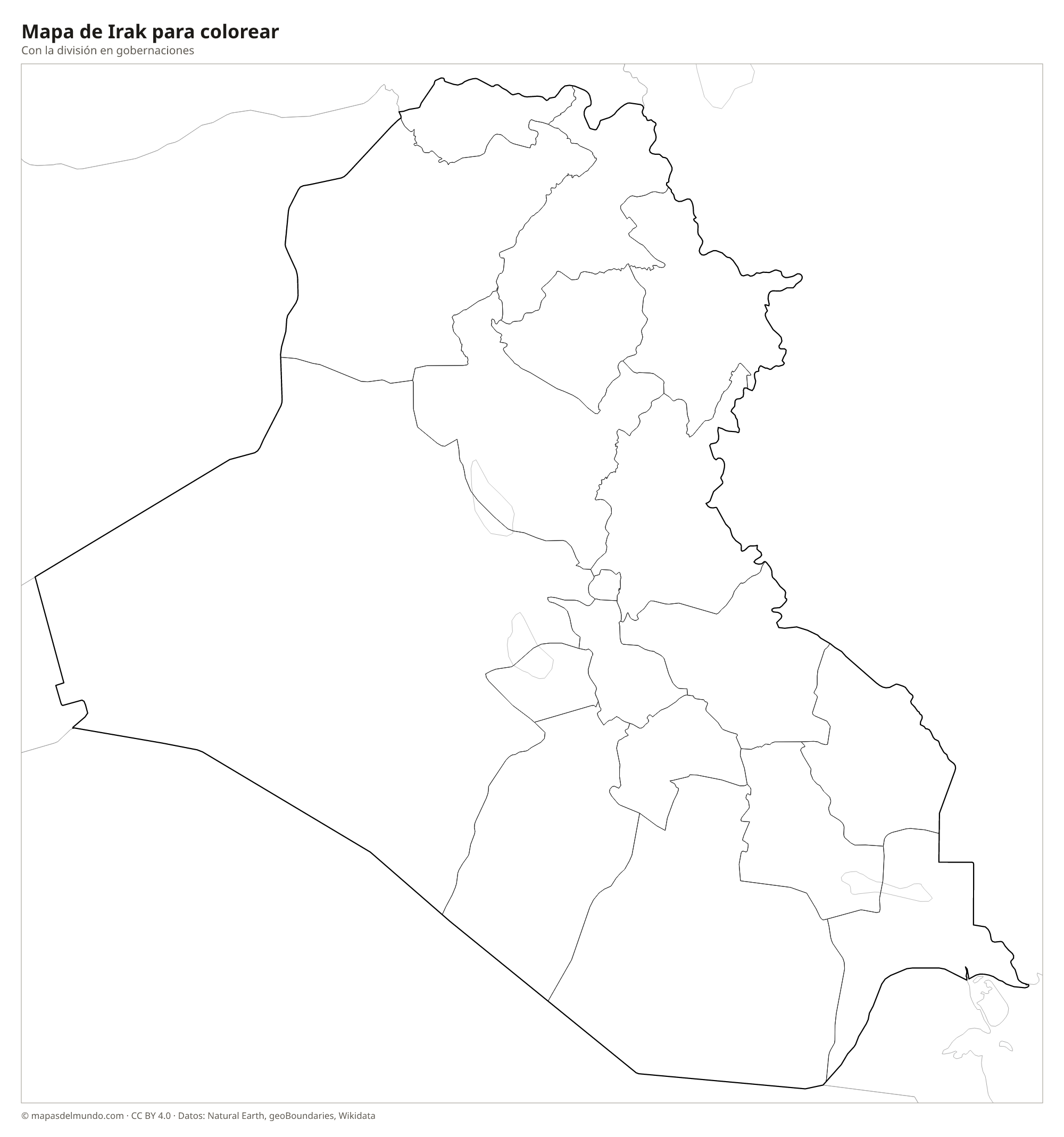 Mapa de Irak para colorear