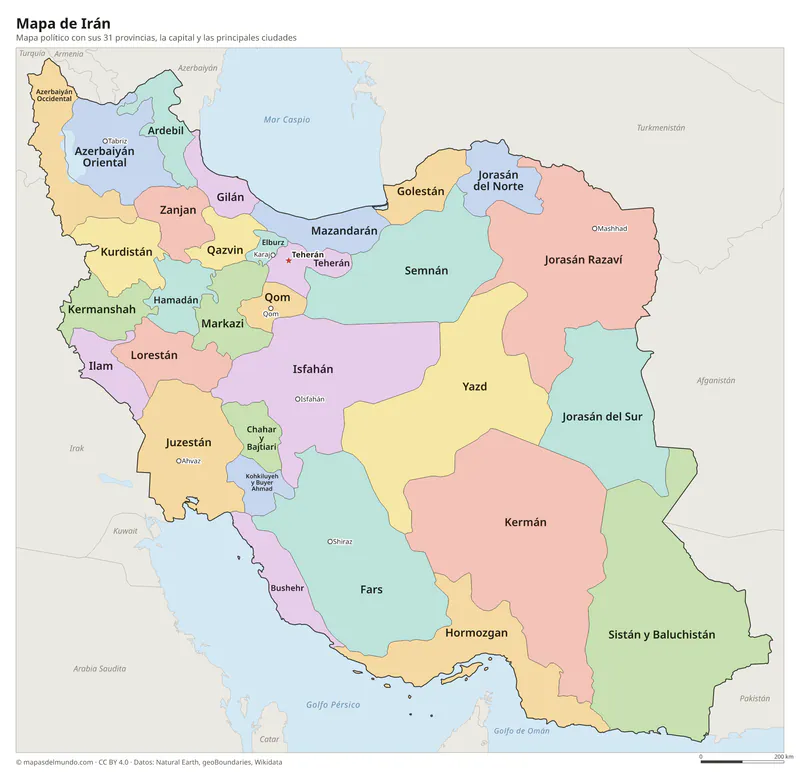 Mapa de Irán