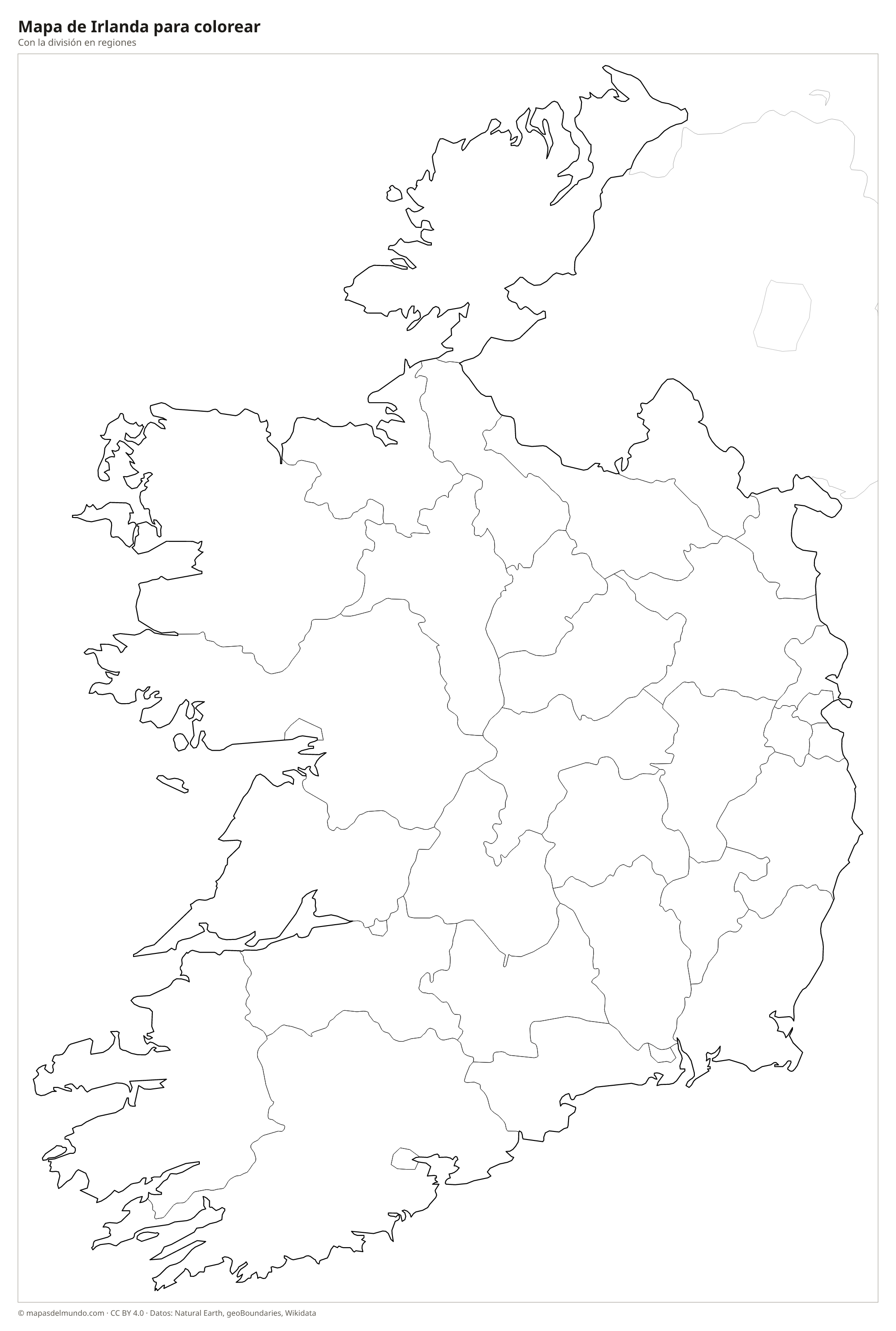 Mapa de Irlanda para colorear