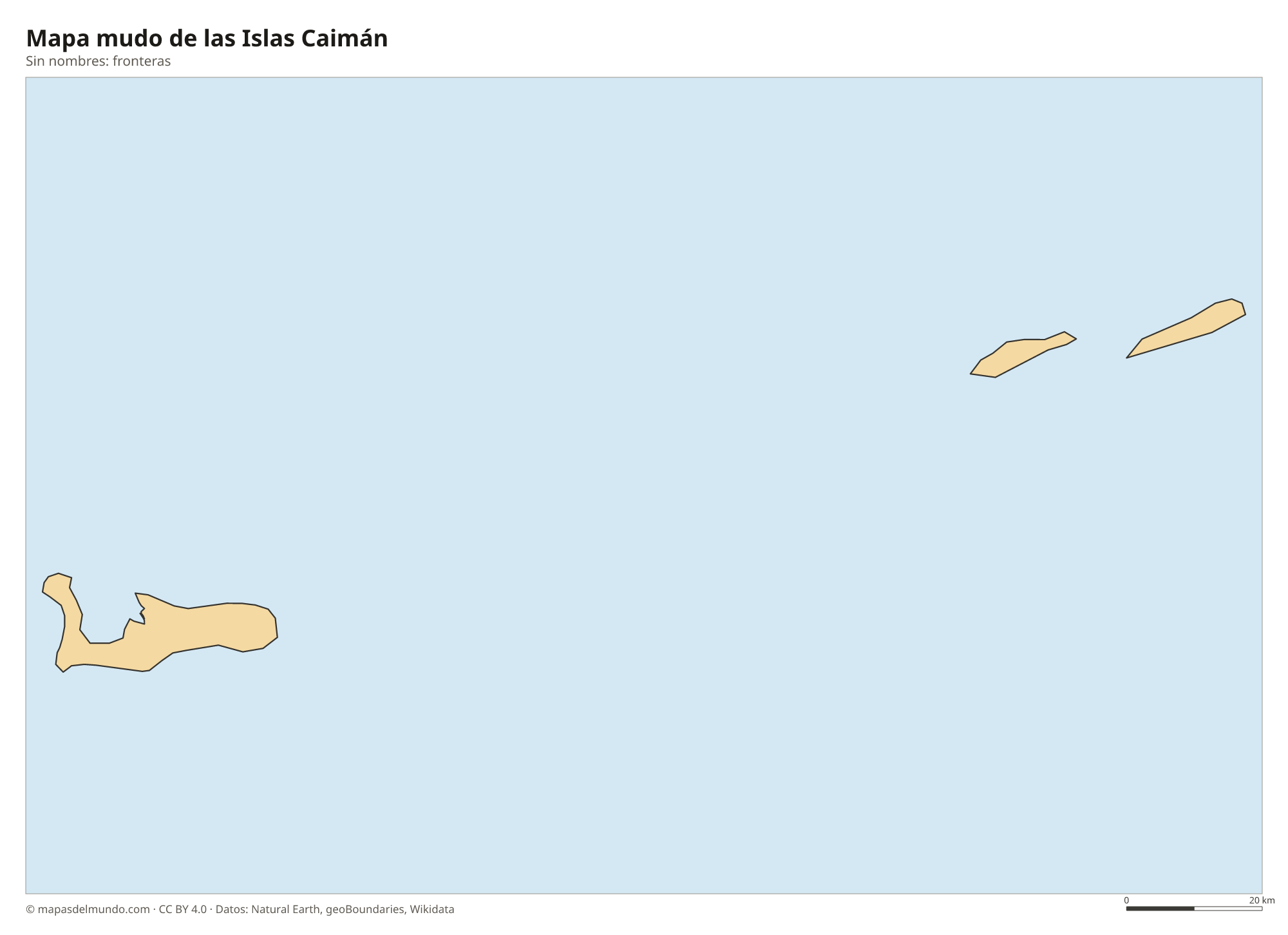 Mapa mudo de las Islas Caimán sin nombres