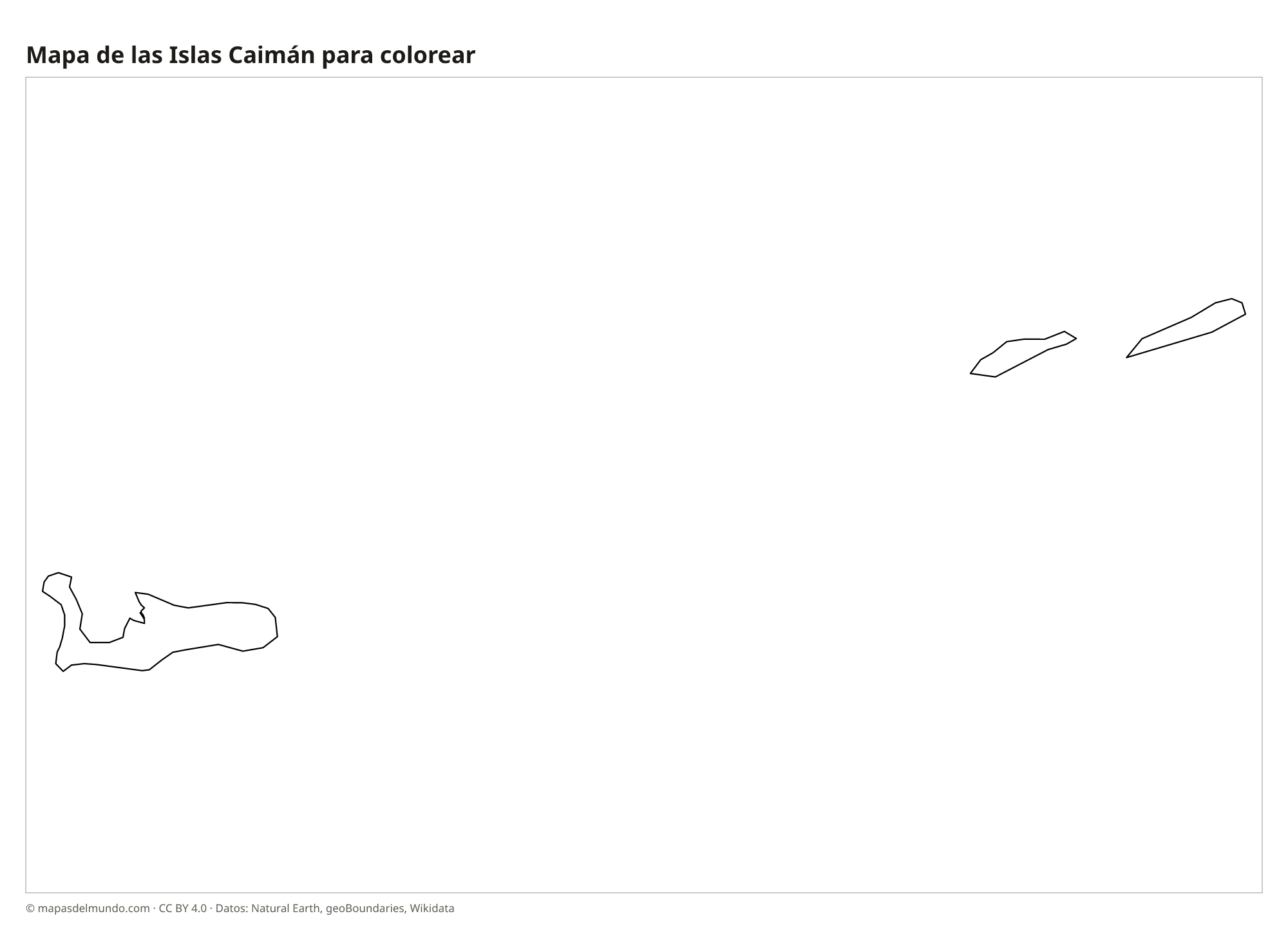 Mapa de las Islas Caimán para colorear