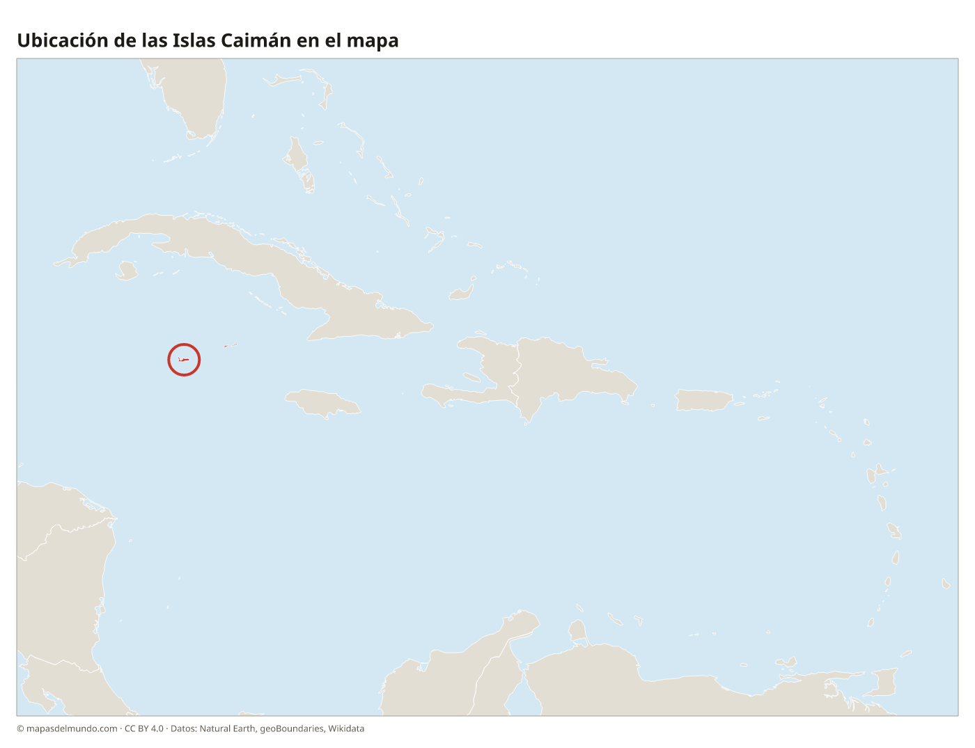 Ubicación de las Islas Caimán en el mapa