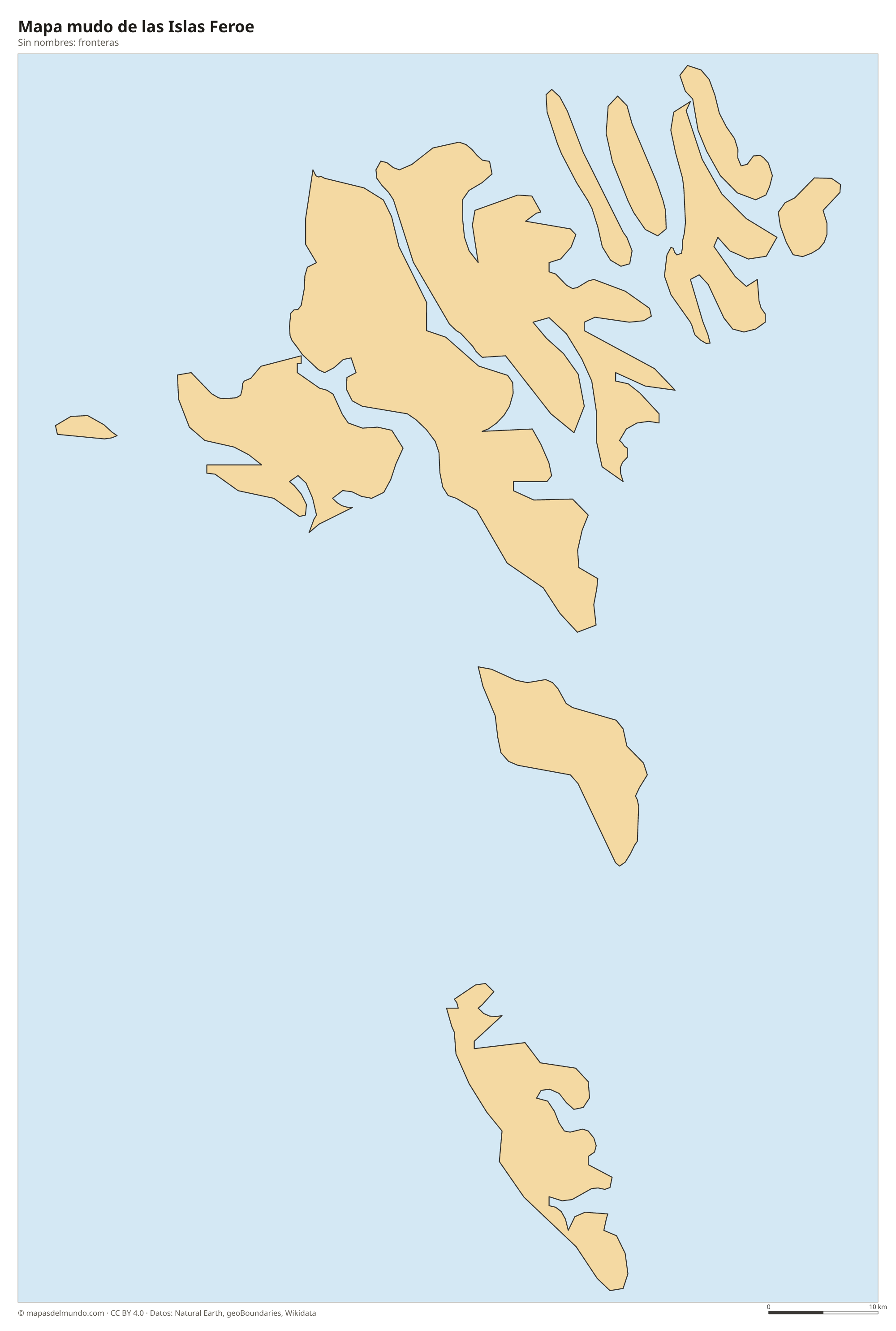 Mapa mudo de las Islas Feroe sin nombres