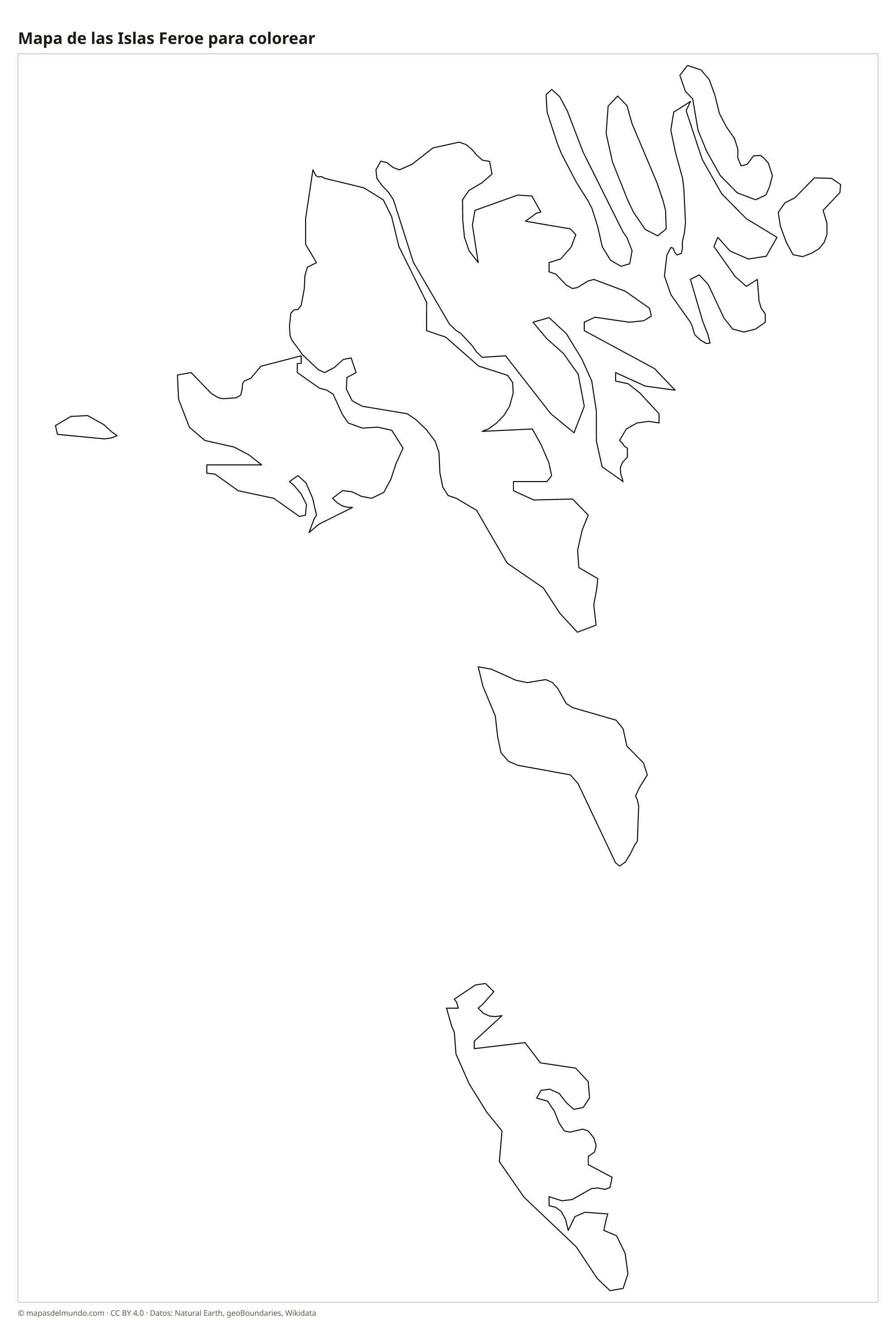 Mapa de las Islas Feroe para colorear
