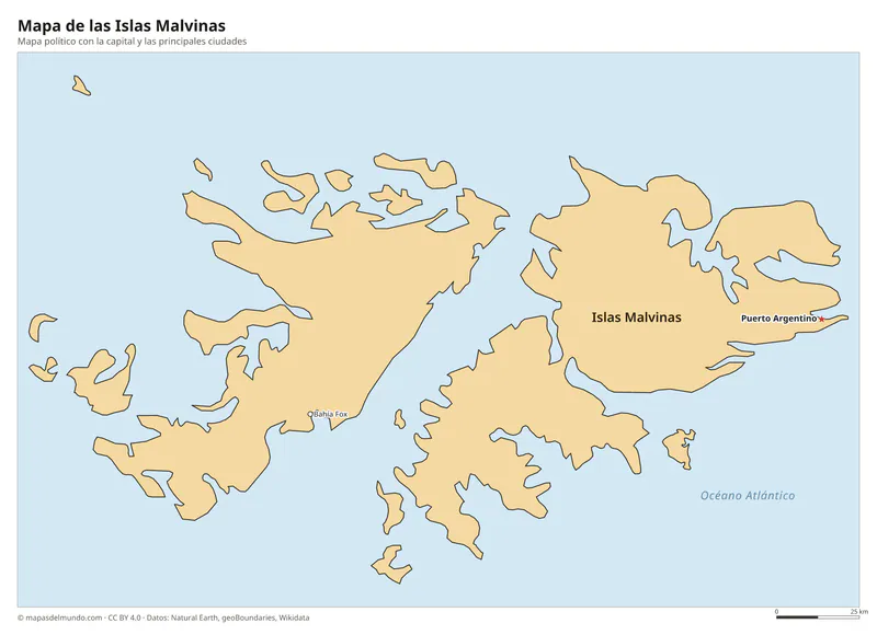 Mapa de las Islas Malvinas