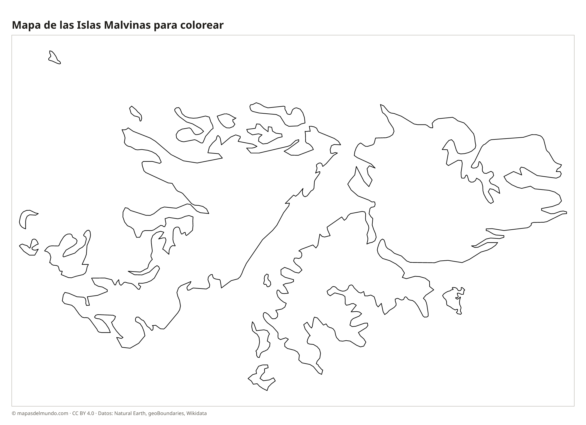 Mapa de las Islas Malvinas para colorear