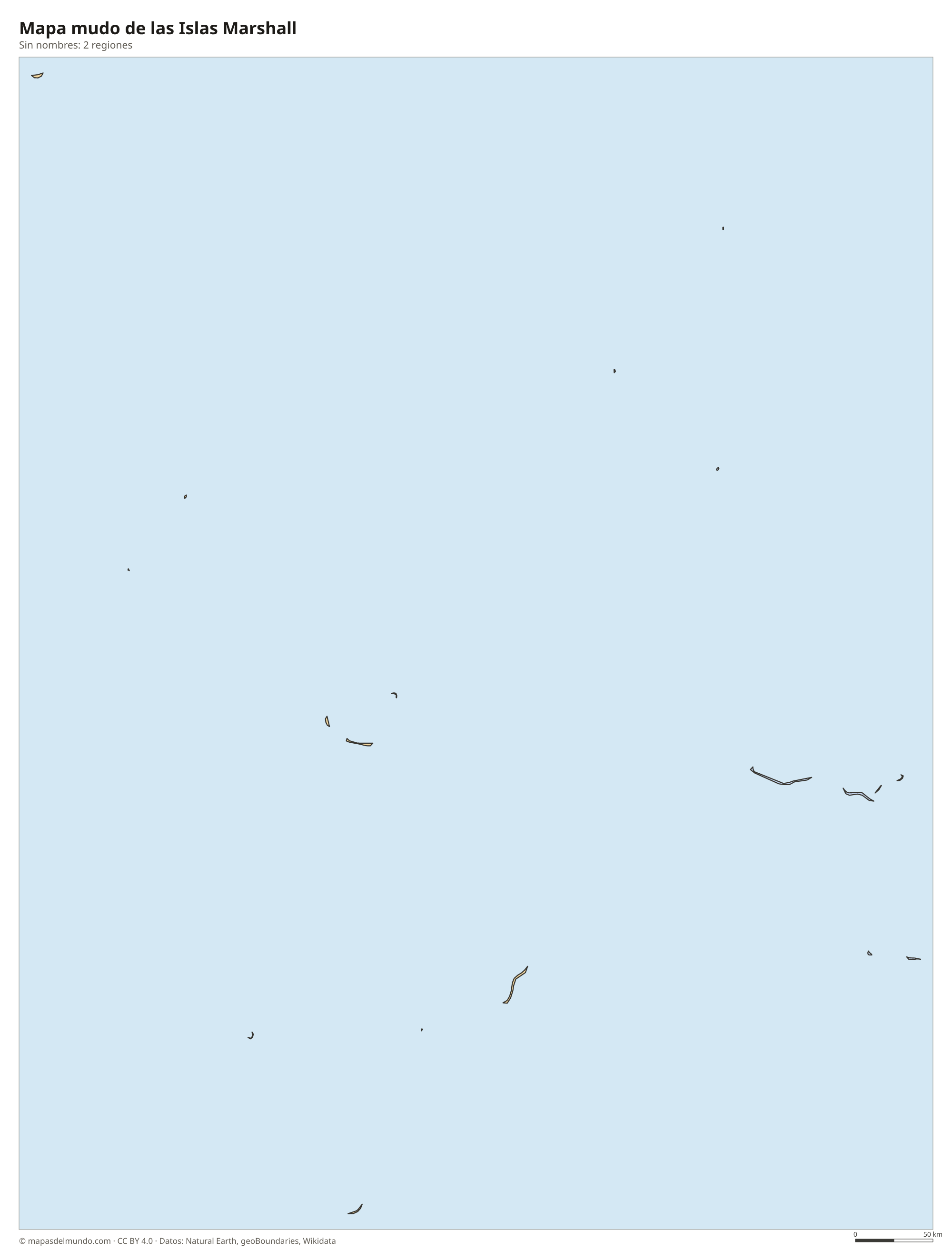 Mapa mudo de las Islas Marshall sin nombres