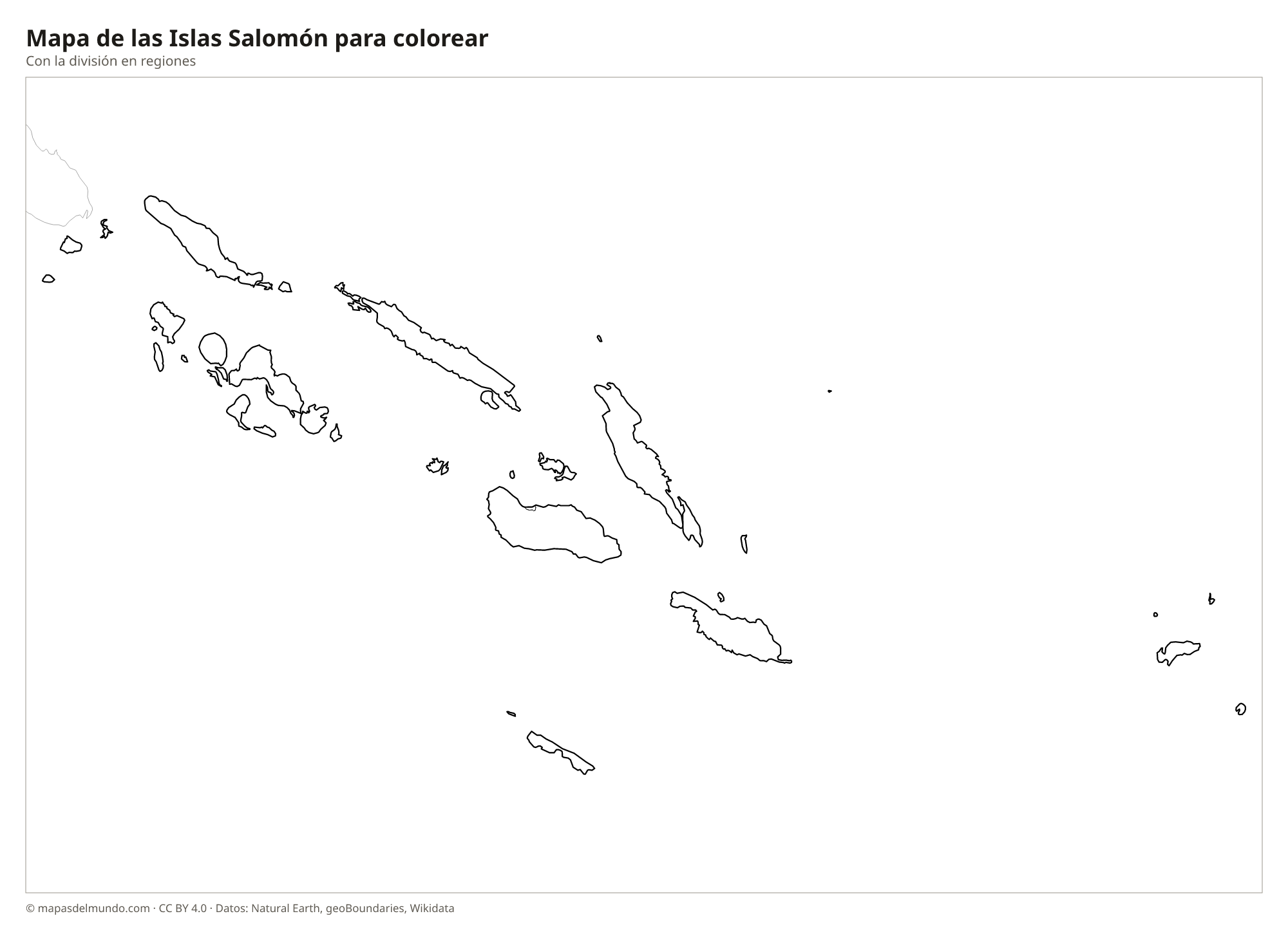Mapa de las Islas Salomón para colorear