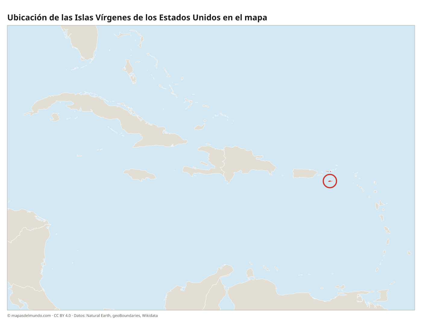 Ubicación de las Islas Vírgenes de los Estados Unidos en el mapa