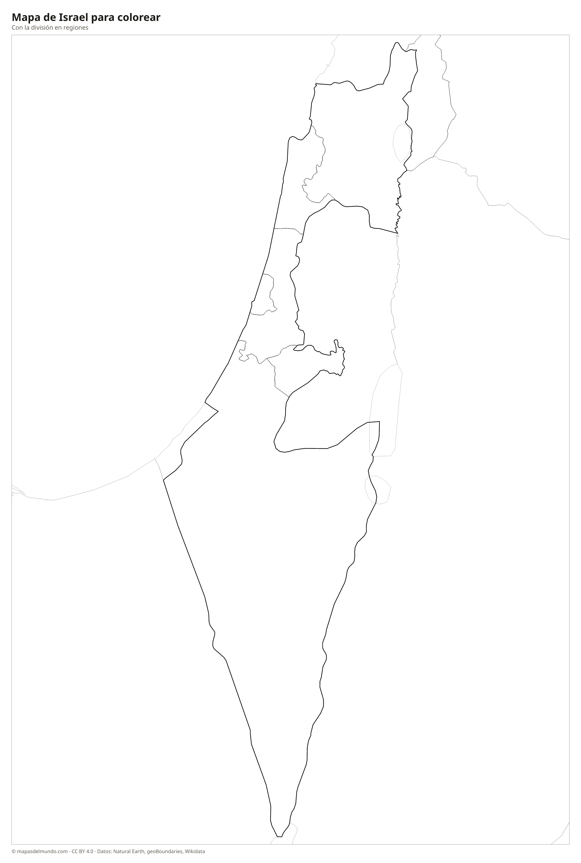 Mapa de Israel para colorear