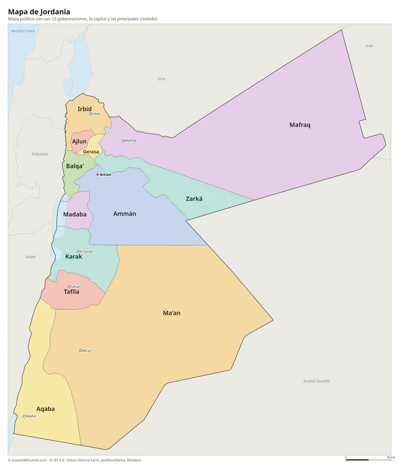 Mapa de Jordania