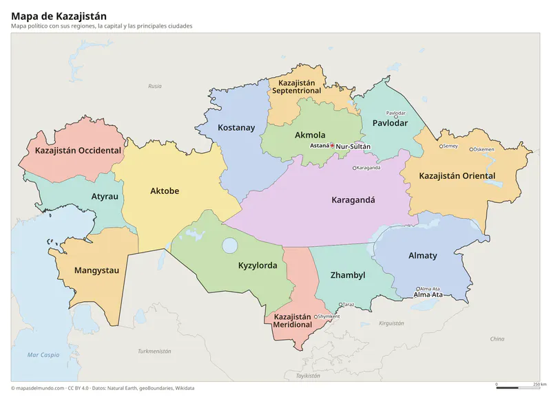 Mapa de Kazajistán