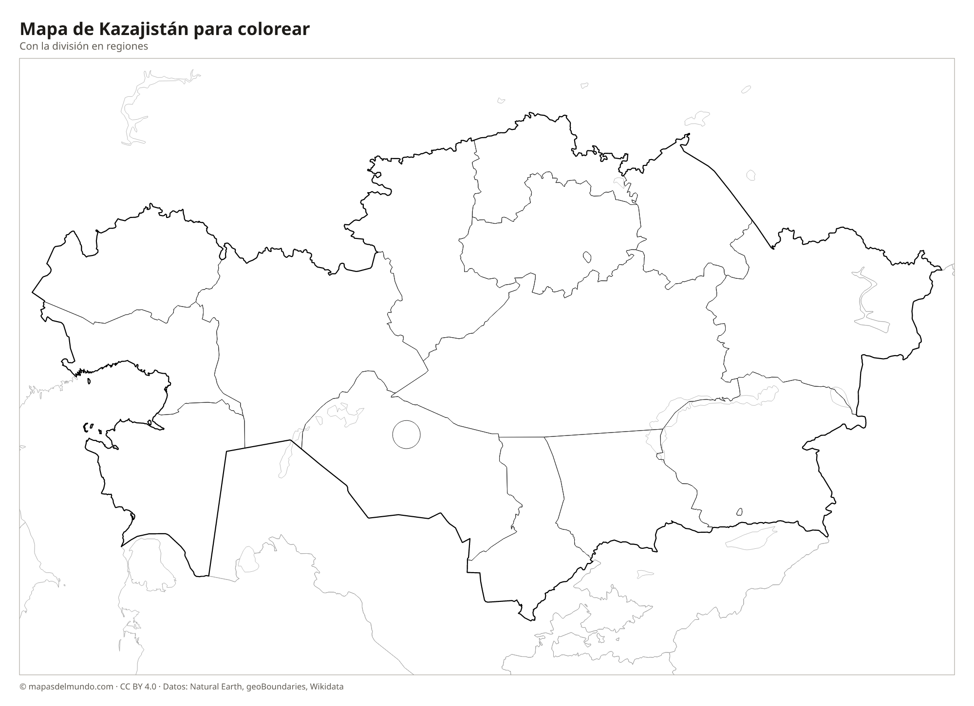 Mapa de Kazajistán para colorear