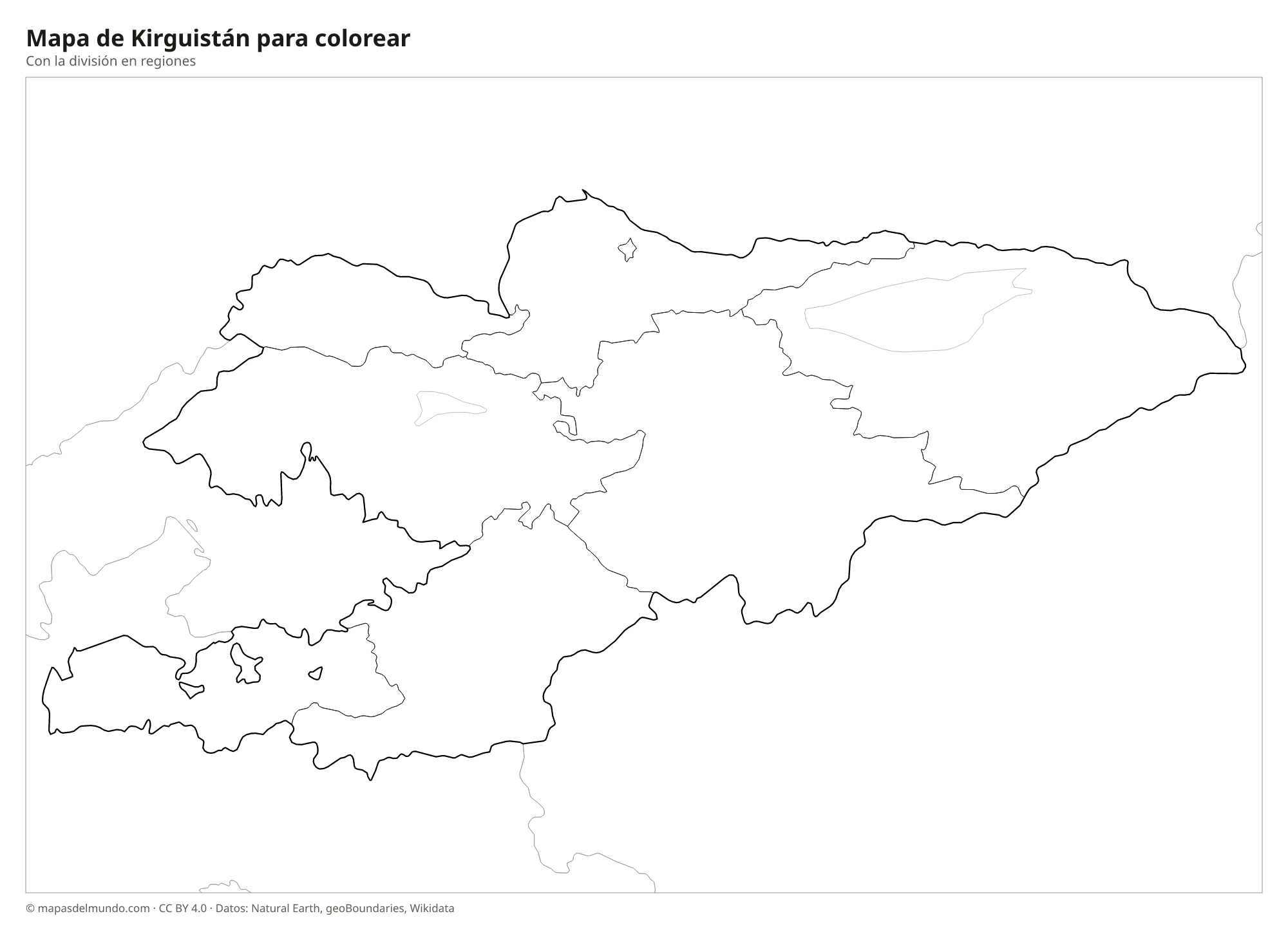 Mapa de Kirguistán para colorear