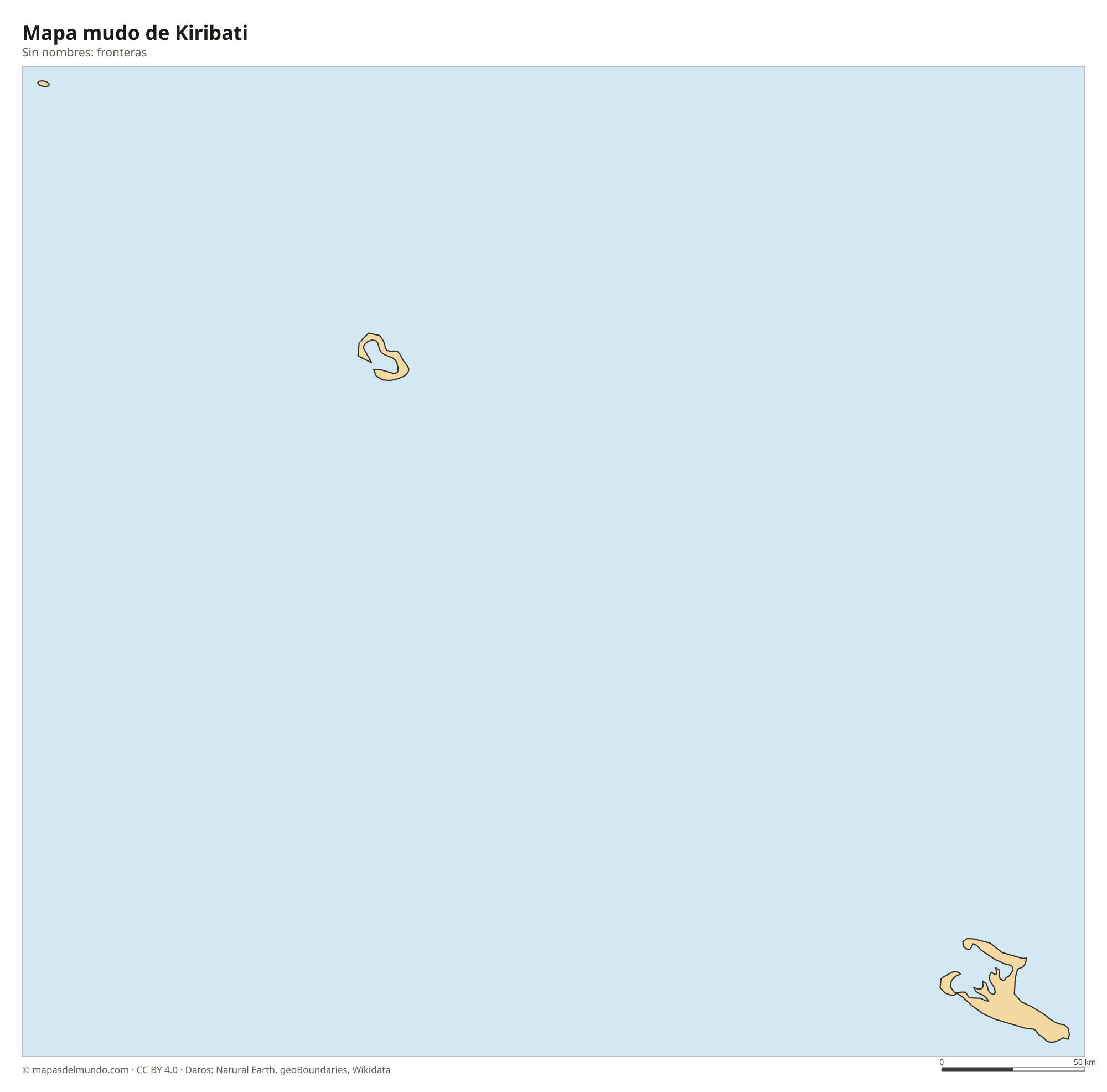 Mapa mudo de Kiribati sin nombres