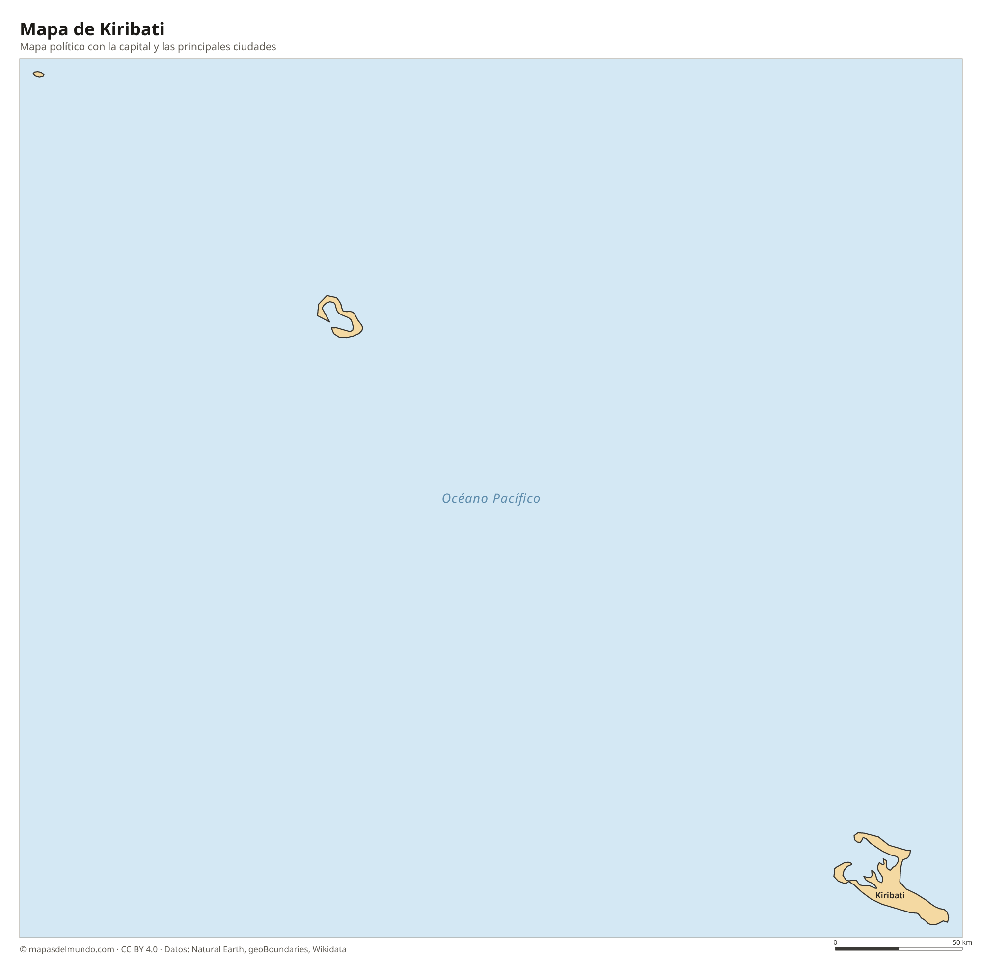 Mapa político de Kiribati con la capital Tarawa Sur
