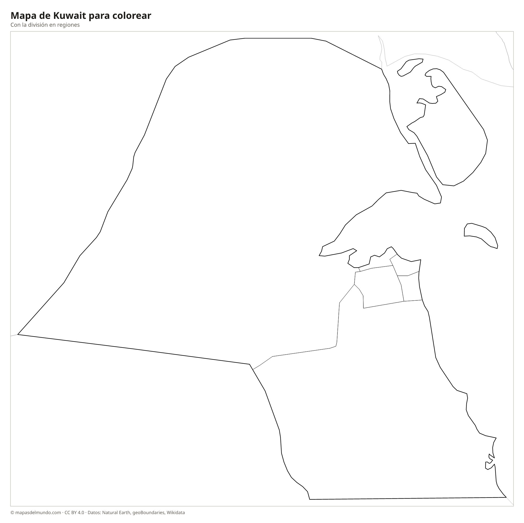 Mapa de Kuwait para colorear