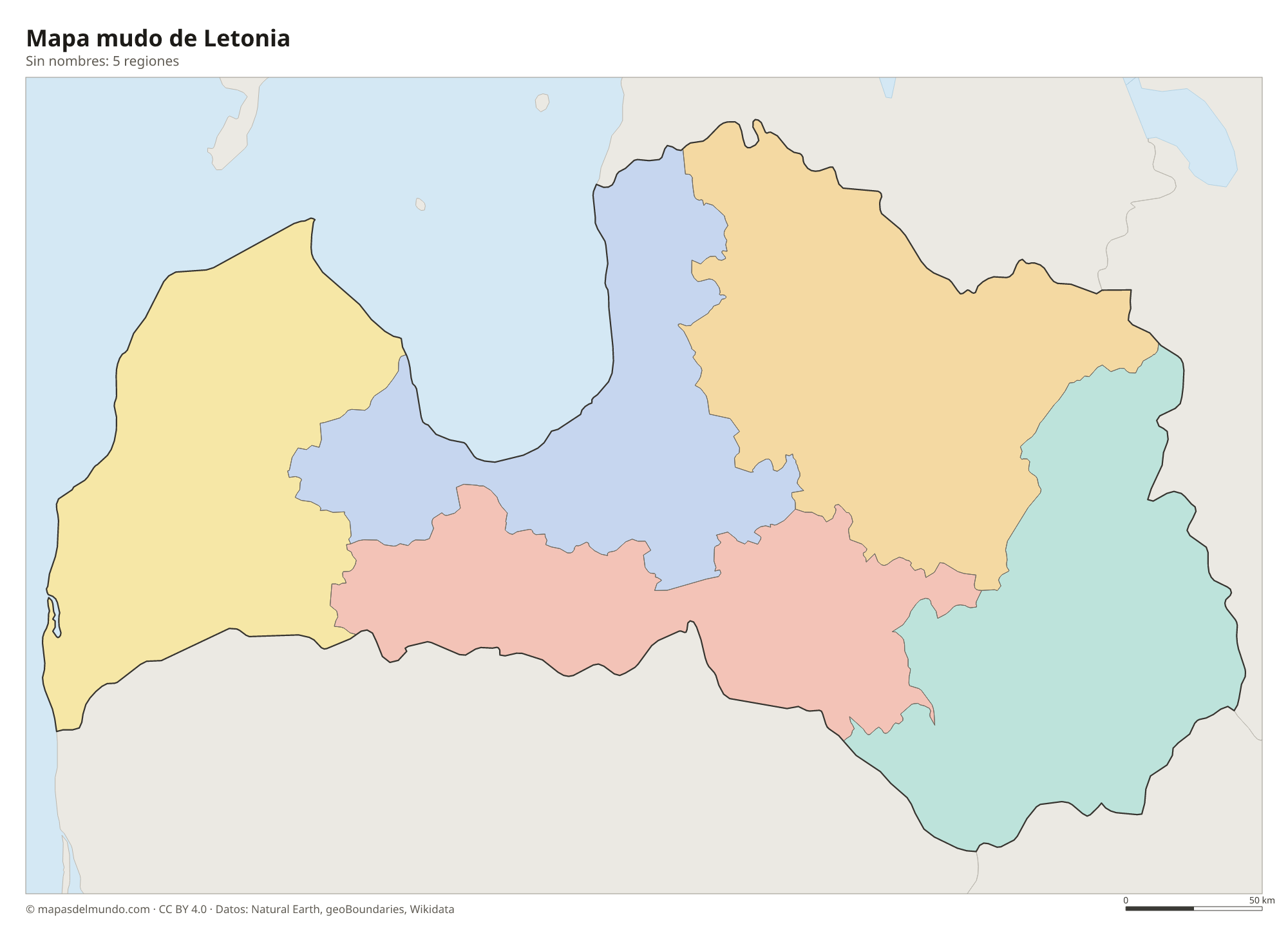 Mapa mudo de Letonia sin nombres