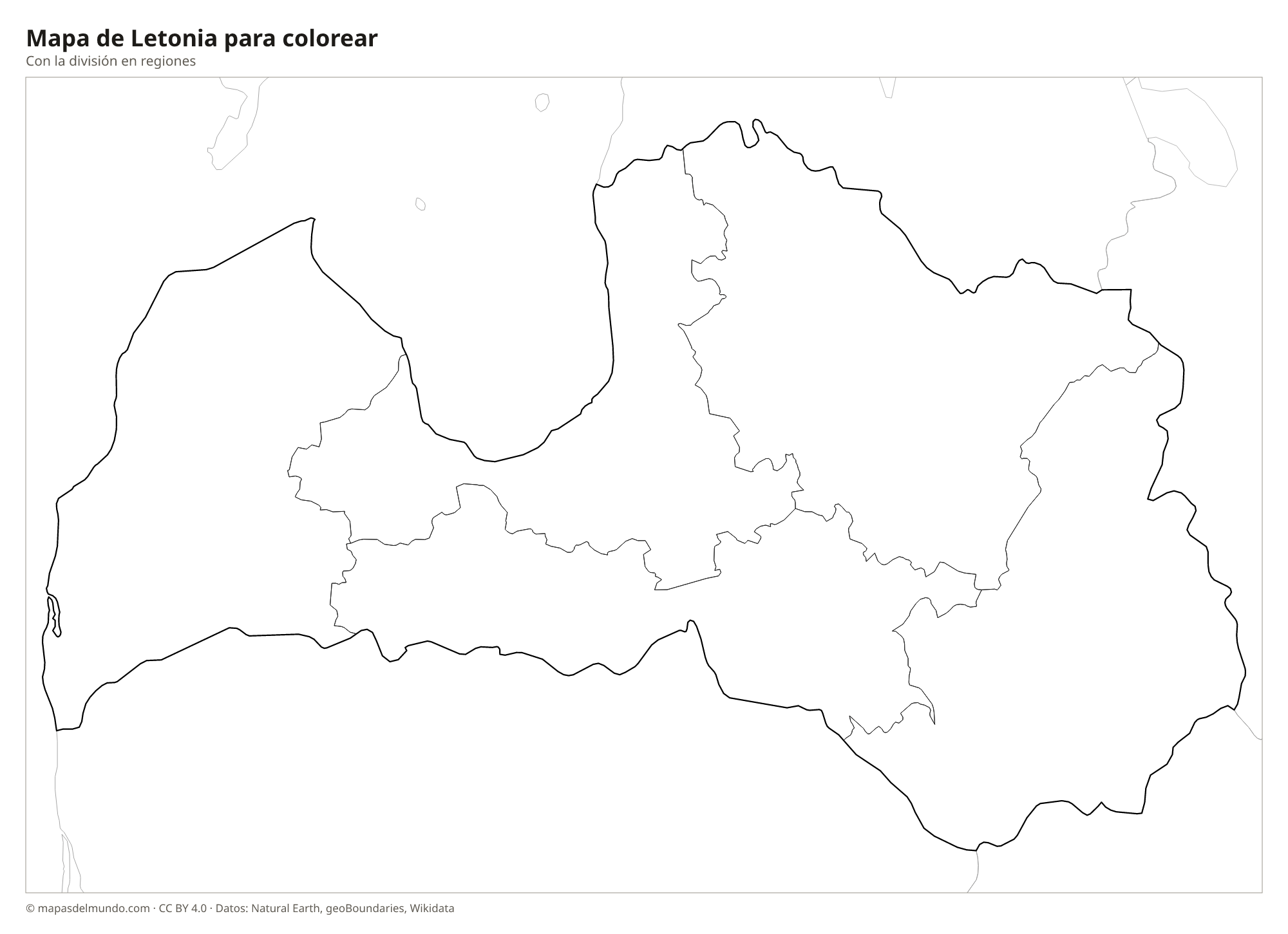 Mapa de Letonia para colorear