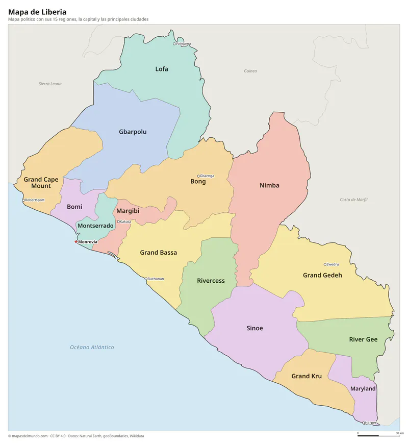 Mapa de Liberia
