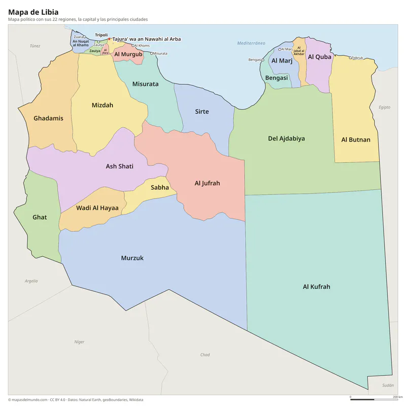 Mapa de Libia