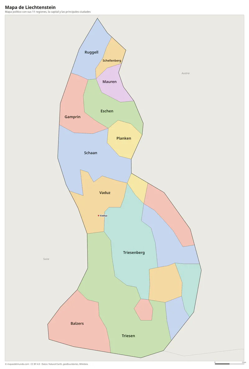 Mapa de Liechtenstein