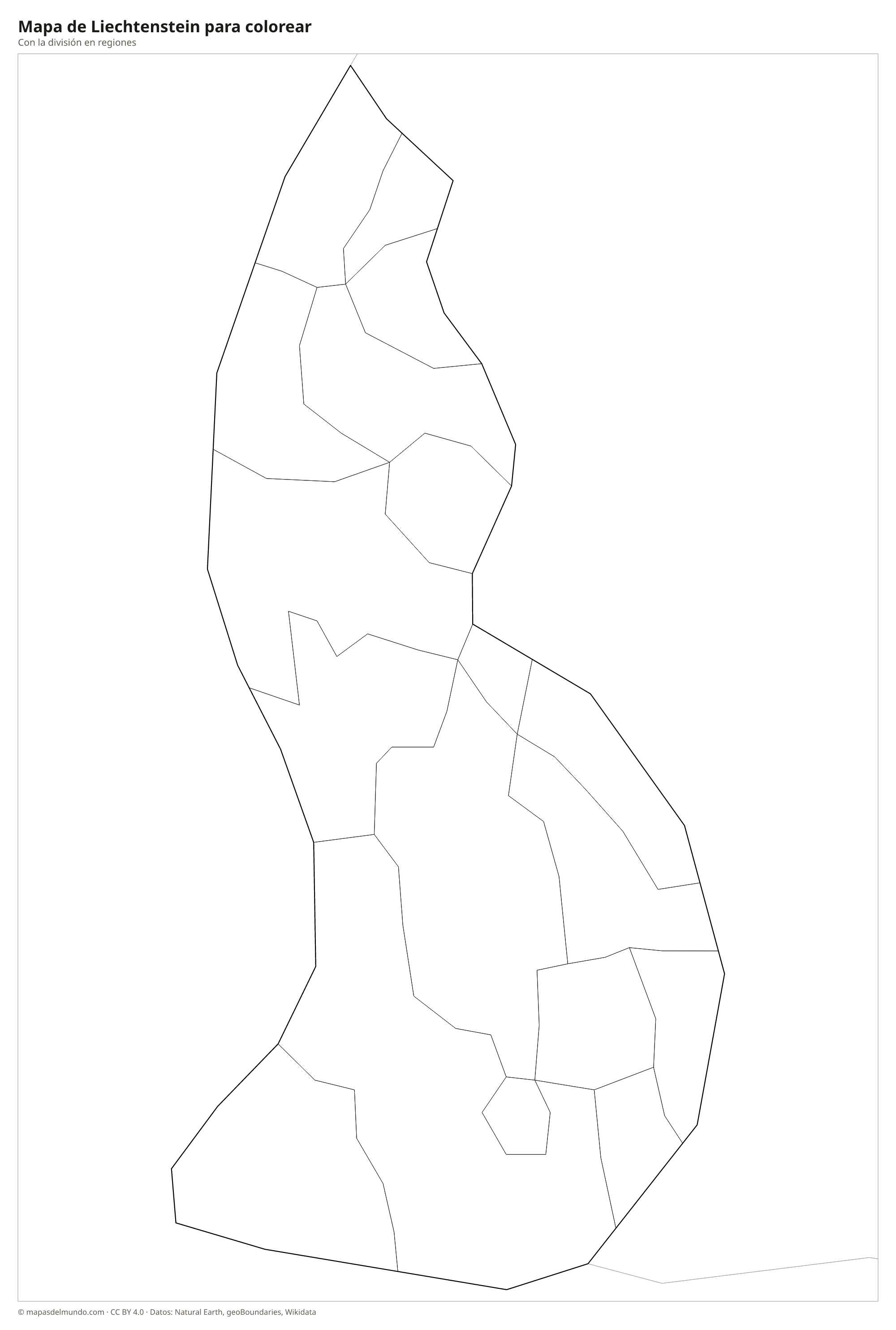 Mapa de Liechtenstein para colorear