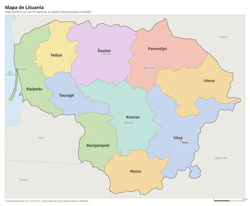 Mapa de Lituania