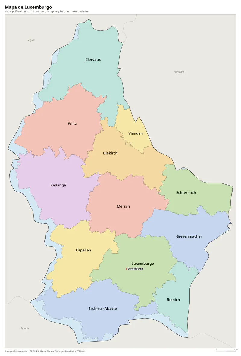 Mapa de Luxemburgo