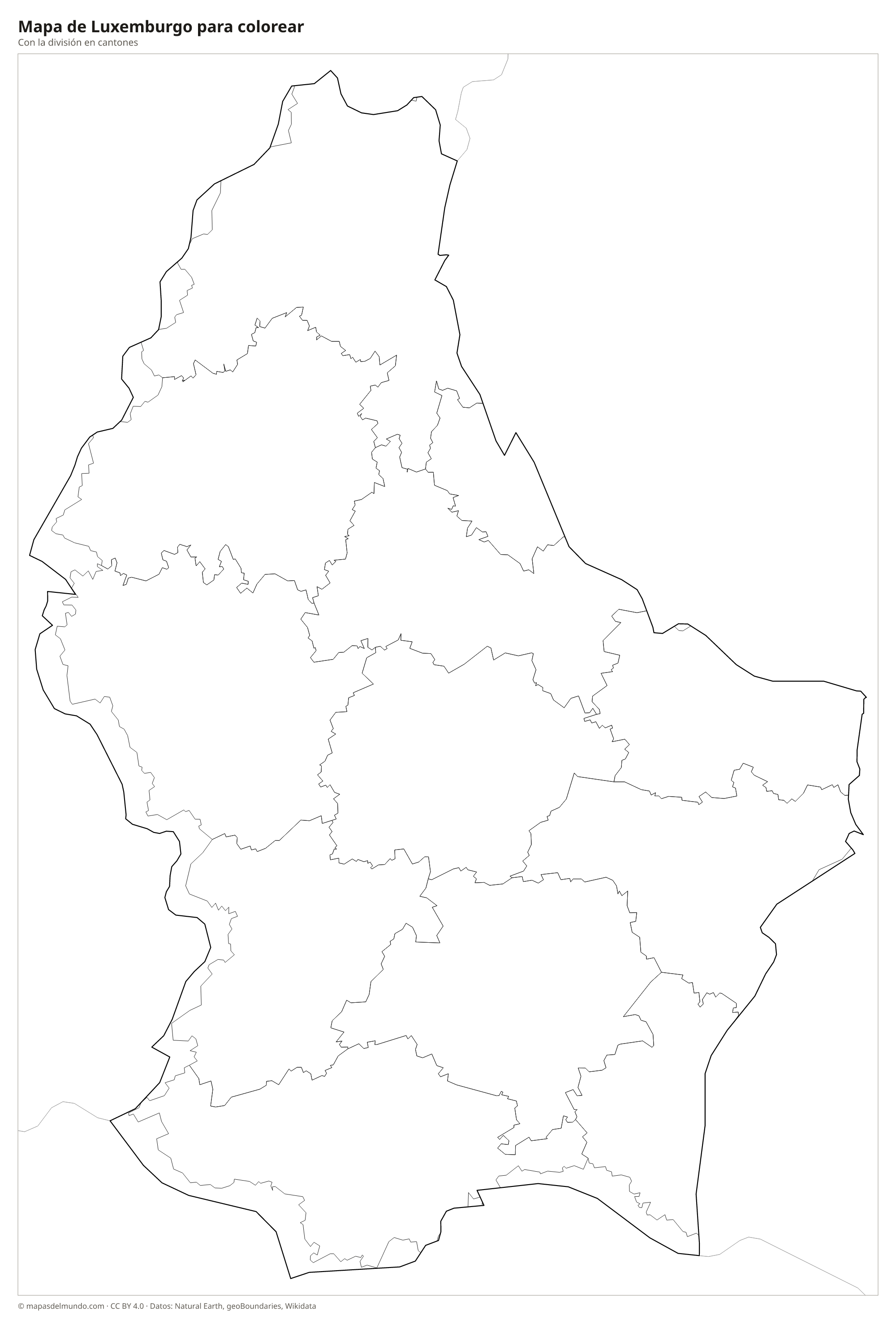 Mapa de Luxemburgo para colorear