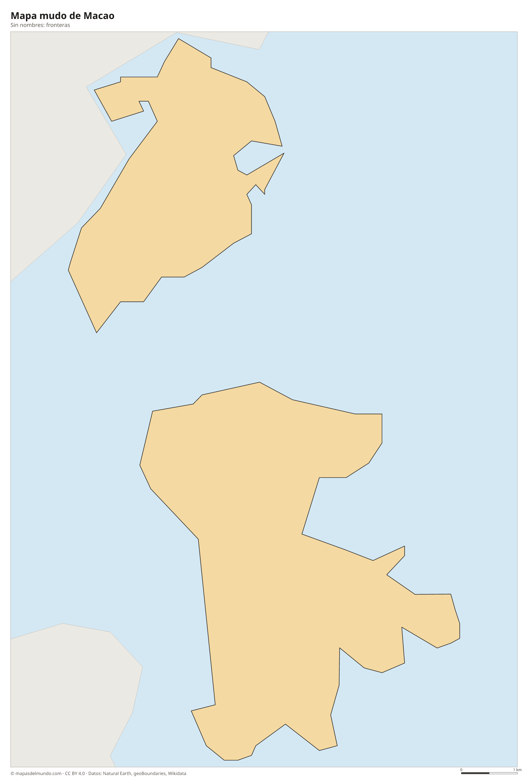 Mapa mudo de Macao sin nombres