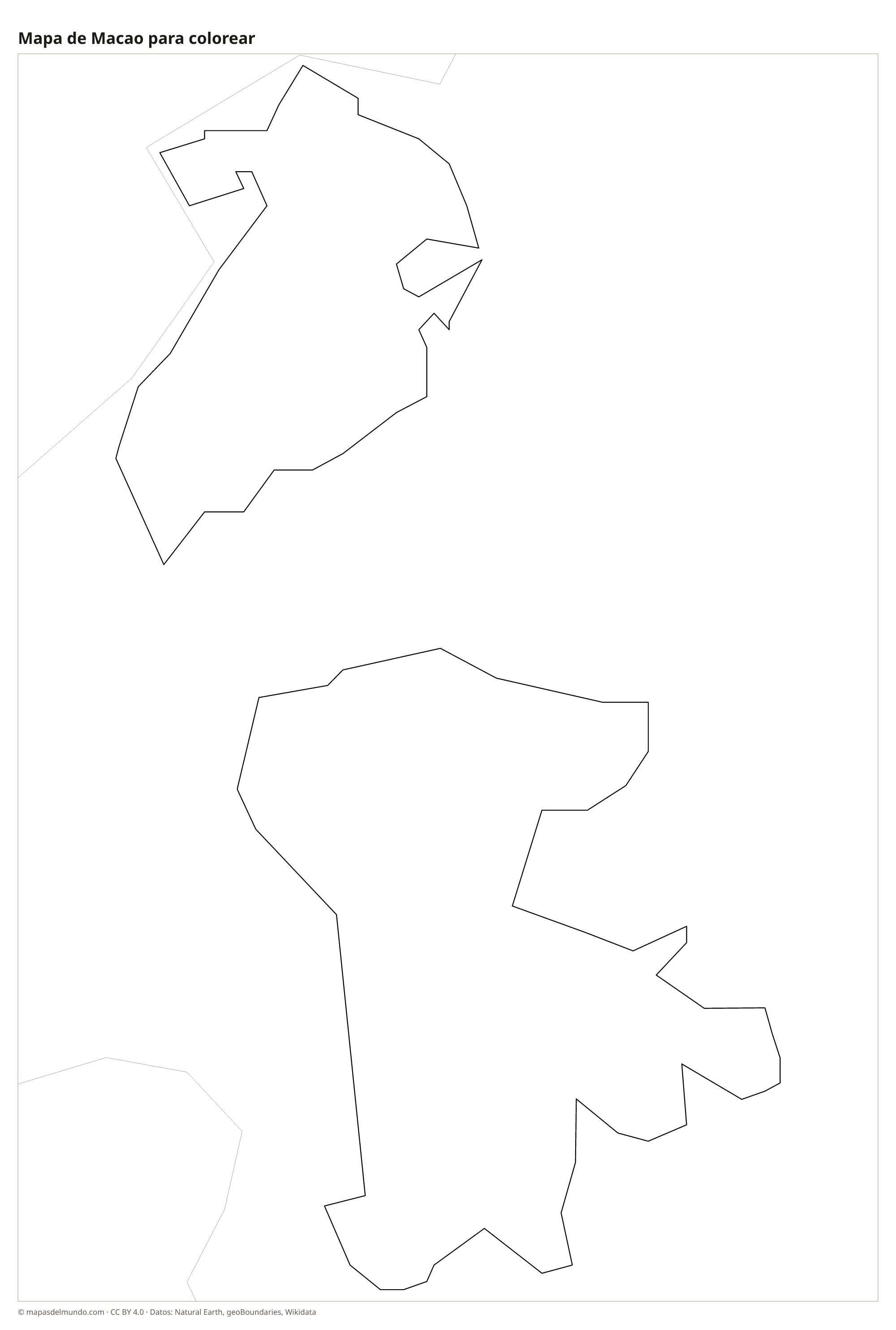 Mapa de Macao para colorear