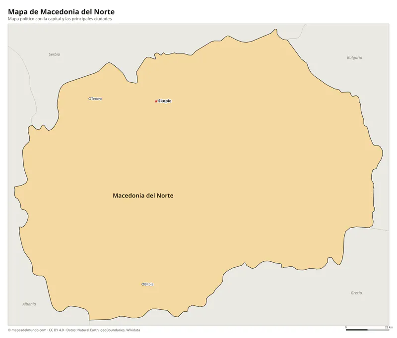 Mapa de Macedonia del Norte