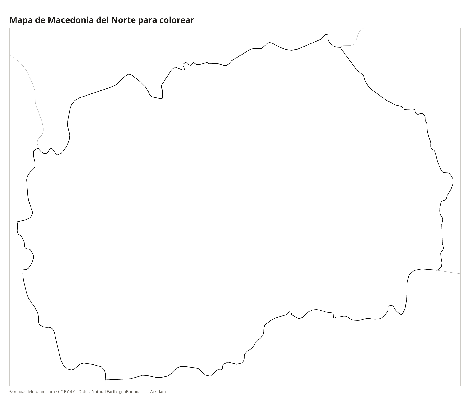 Mapa de Macedonia del Norte para colorear