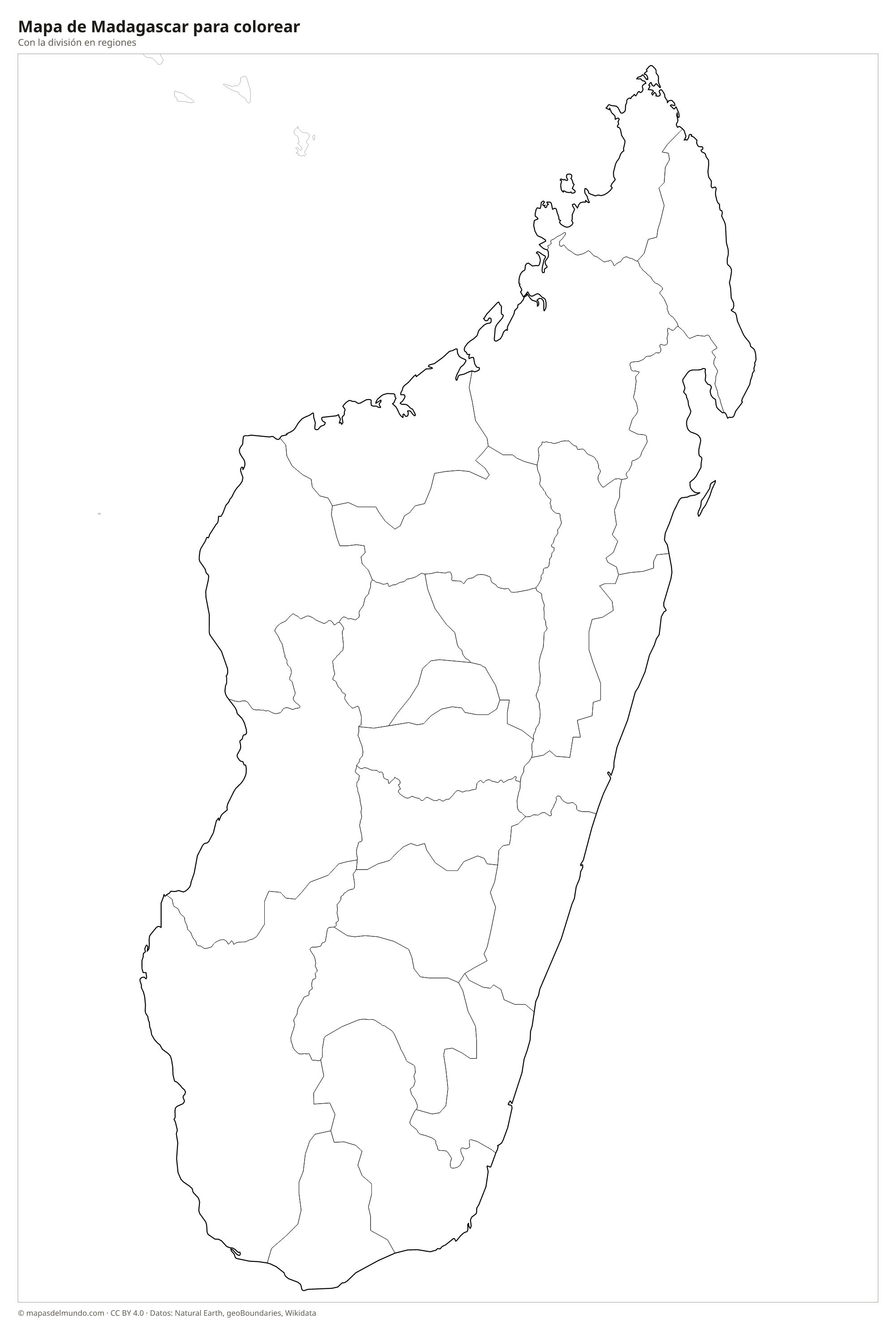 Mapa de Madagascar para colorear