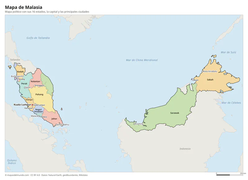 Mapa de Malasia