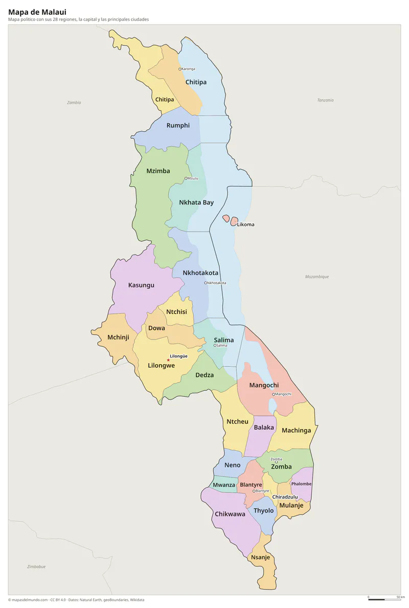 Mapa de Malaui