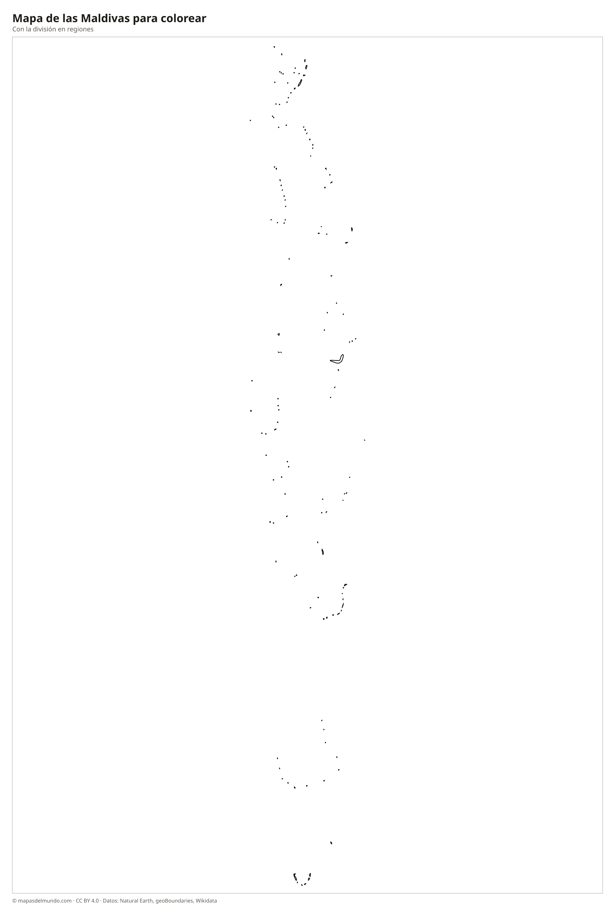 Mapa de las Maldivas para colorear