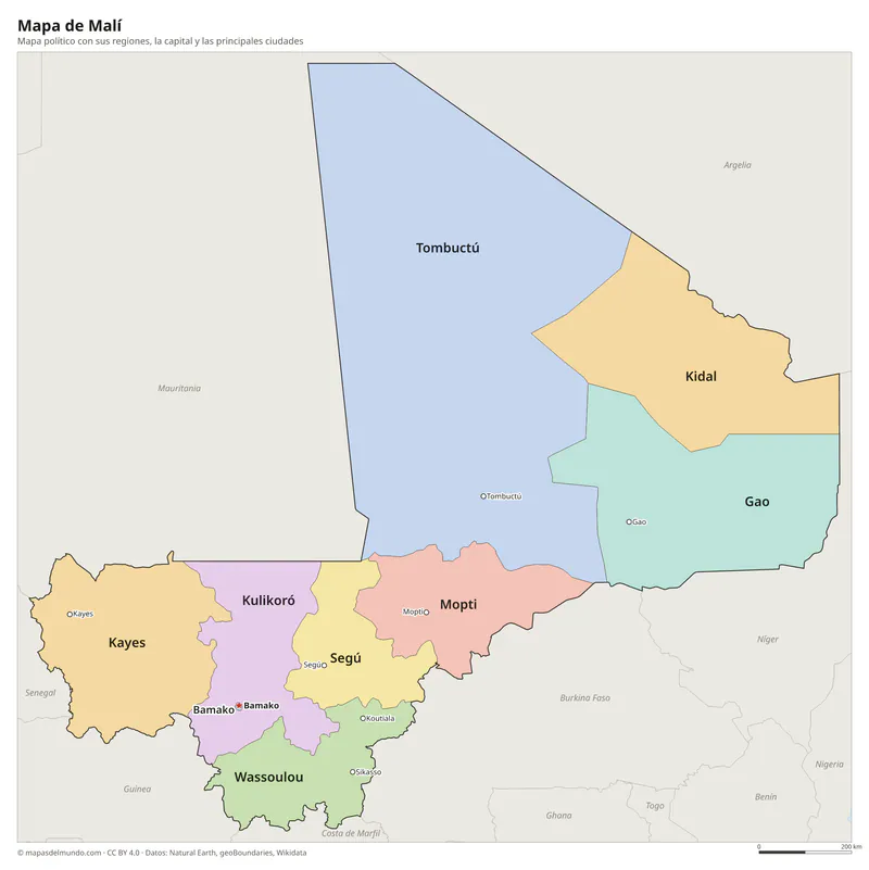 Mapa de Malí