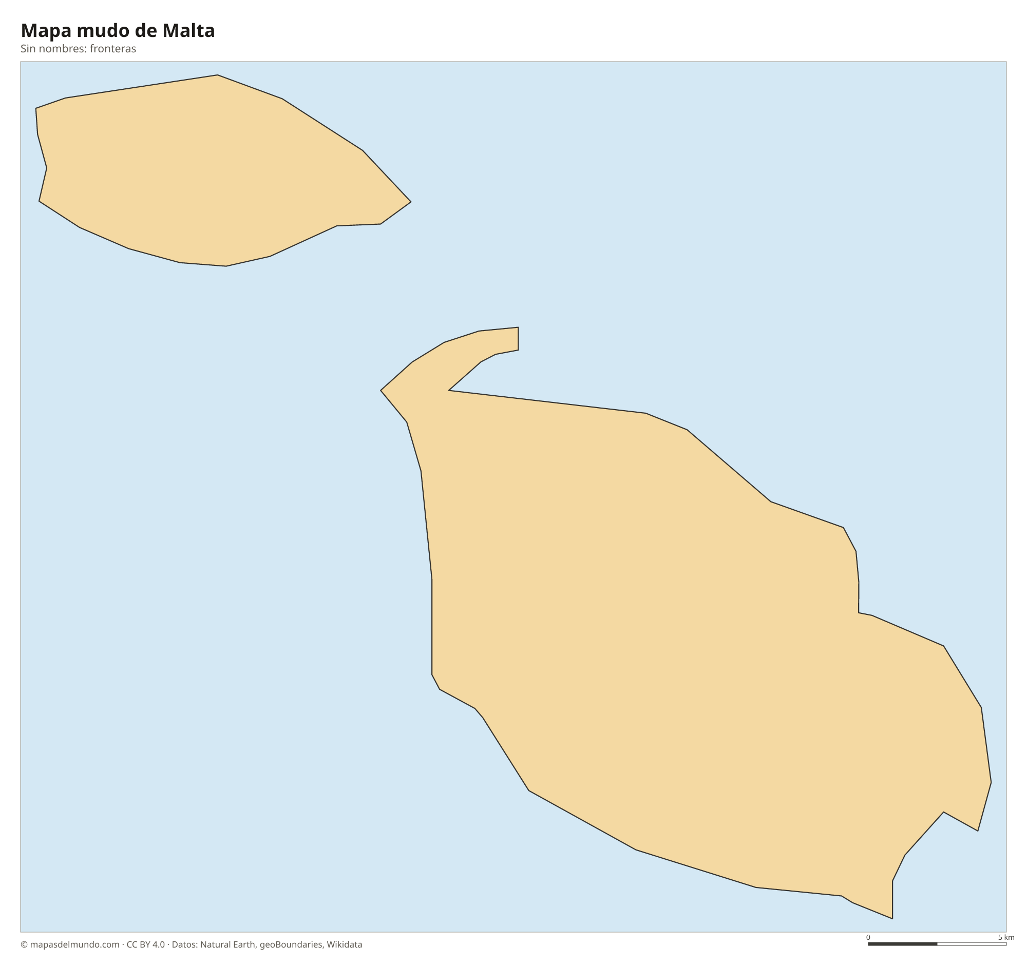 Mapa mudo de Malta sin nombres